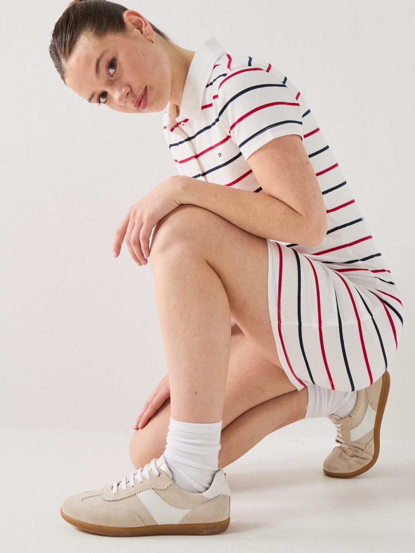 Image 6 of 6 of Tommy Jeans Rib Bodycon Polo Dress - Cream