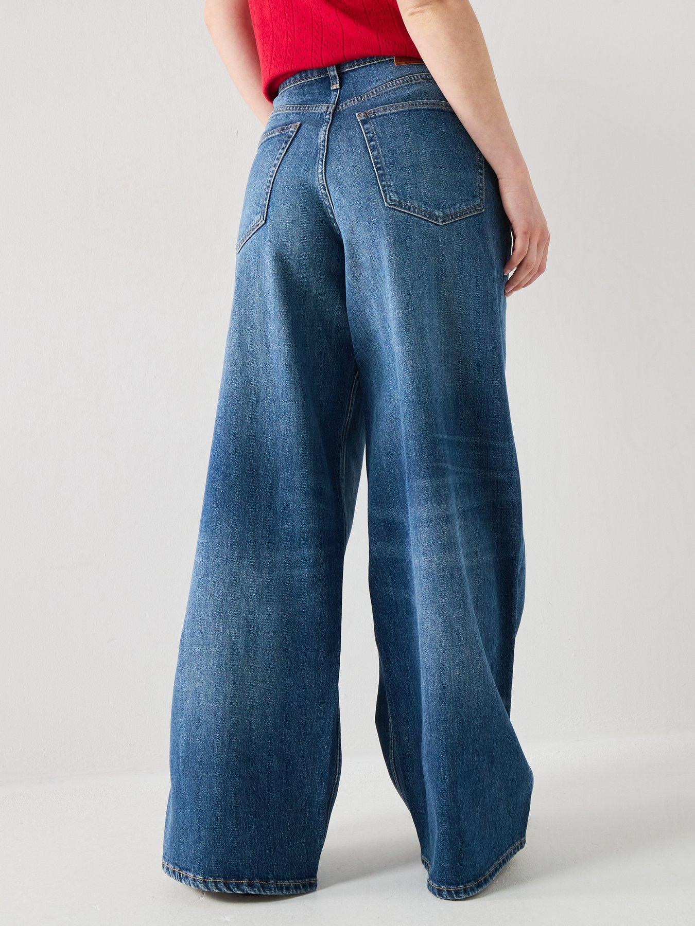 Image 2 of 6 of Tommy Jeans Mid Rise Loose Wide Leg Jeans - Denim Dark