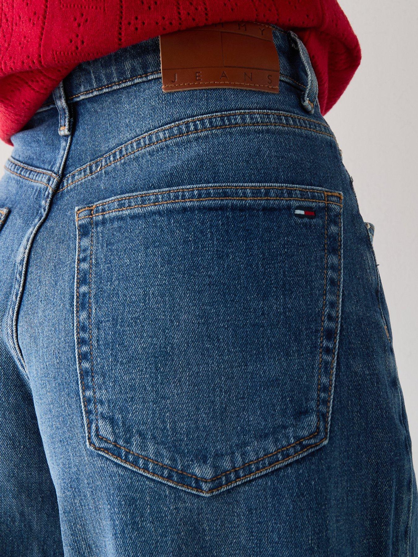 Image 4 of 6 of Tommy Jeans Mid Rise Loose Wide Leg Jeans - Denim Dark