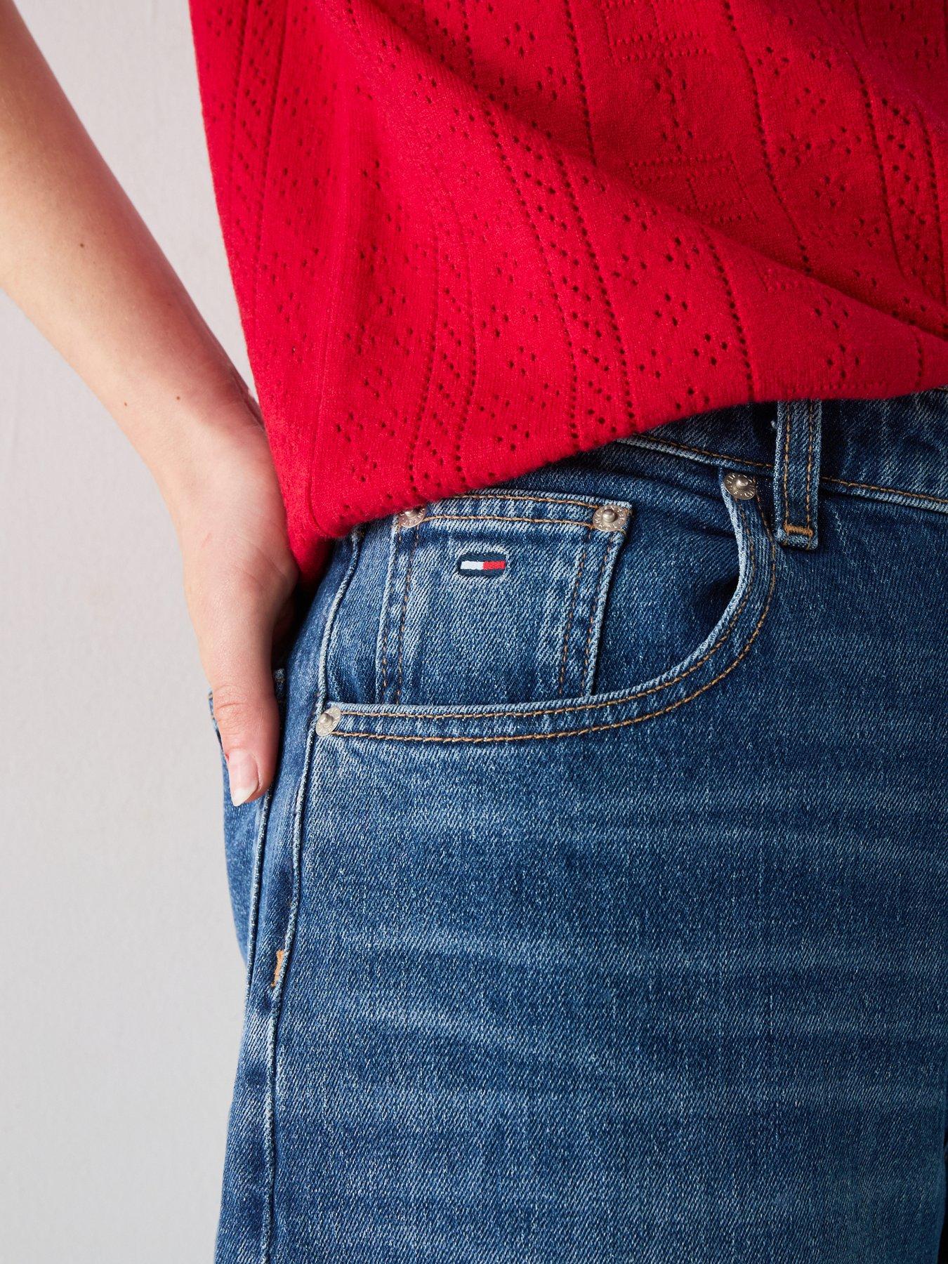 Image 5 of 6 of Tommy Jeans Mid Rise Loose Wide Leg Jeans - Denim Dark