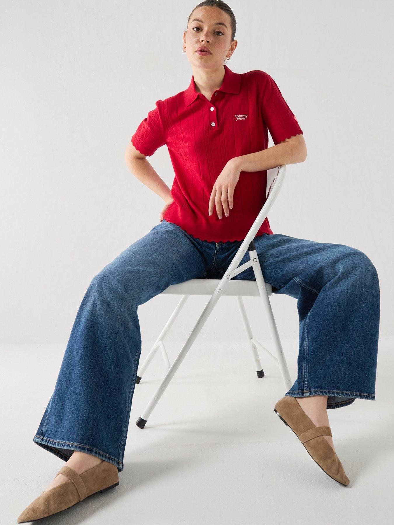 Image 6 of 6 of Tommy Jeans Mid Rise Loose Wide Leg Jeans - Denim Dark