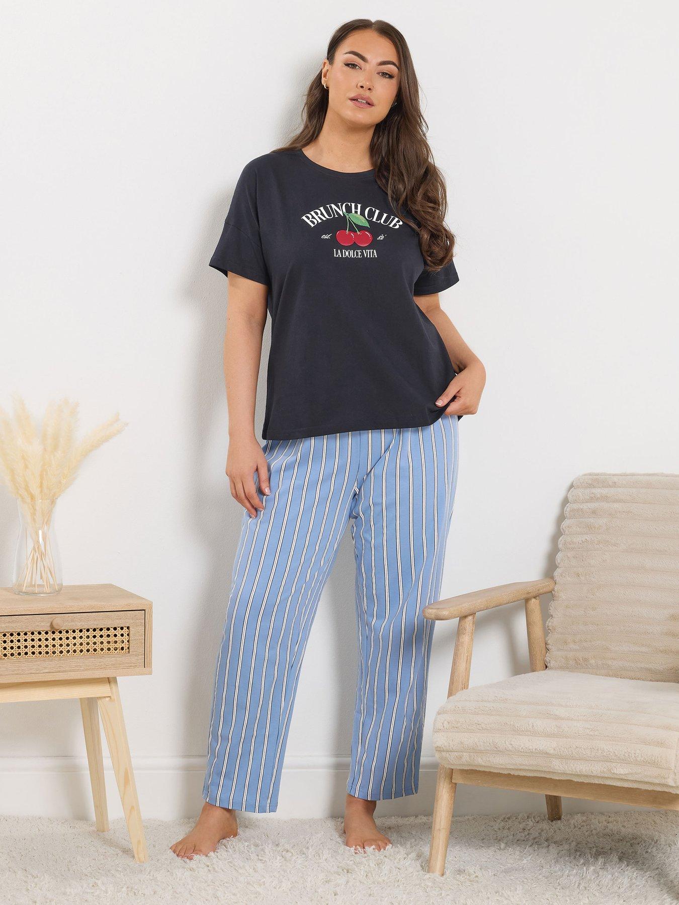 Image 3 of 5 of Yours Curve Brunch Club Pyjama Top - Blue