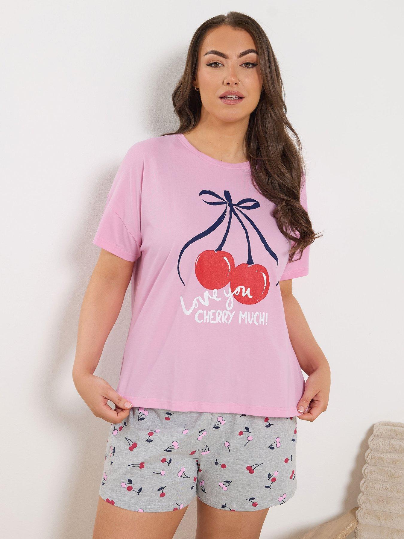 front image of yours-curve-cherry-crop-sleeptee-top