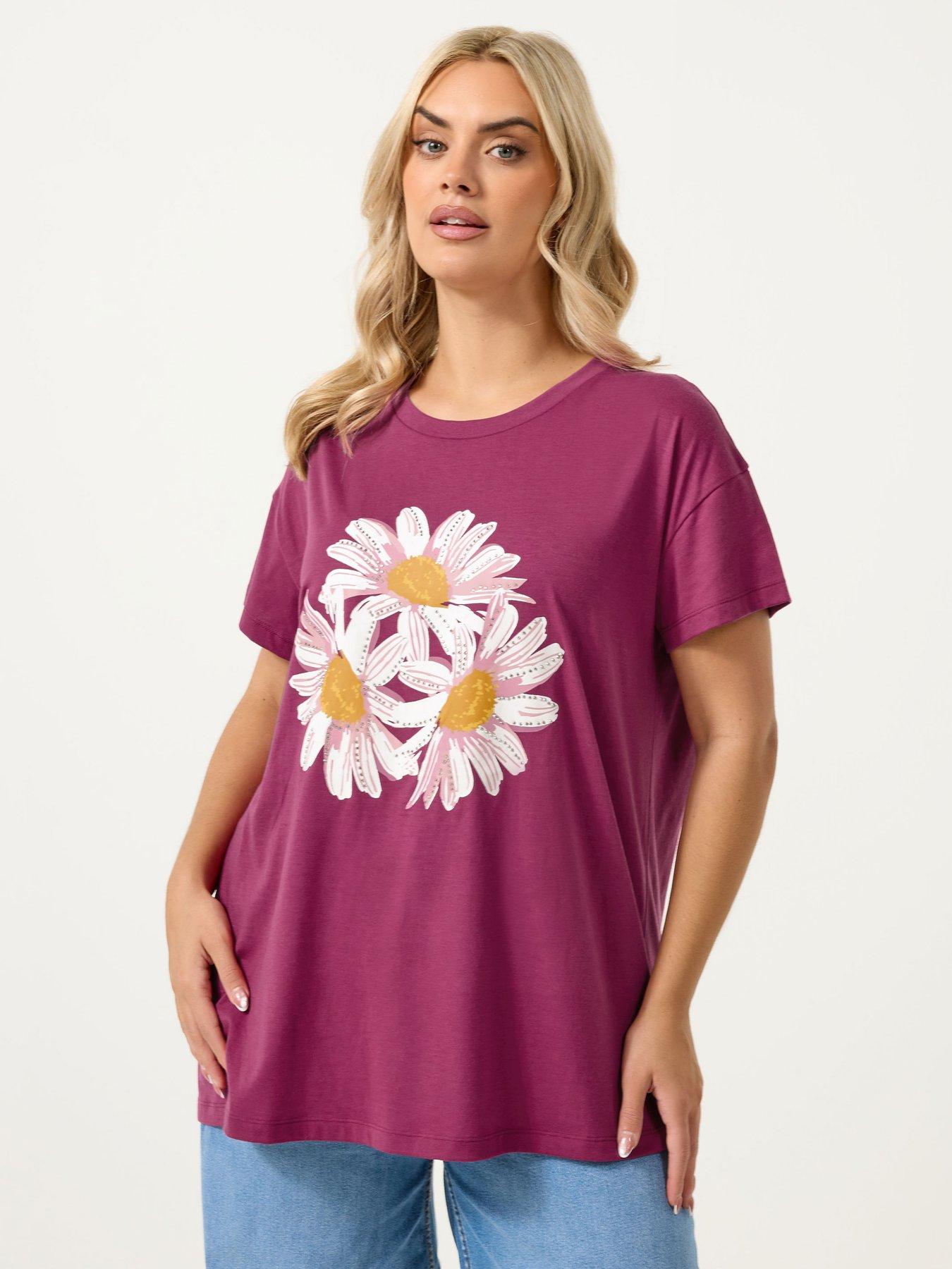  image of yours-curve-placement-core-t-shirt-pink