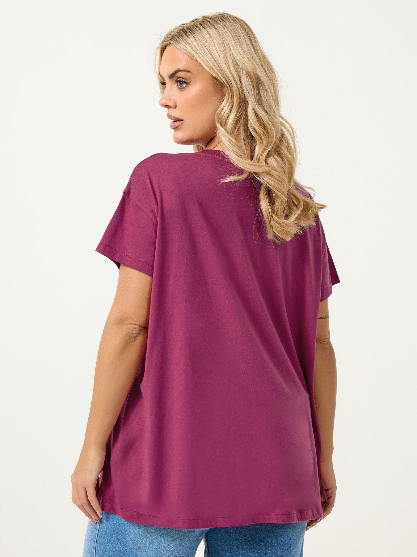  image of yours-curve-placement-core-t-shirt-pink