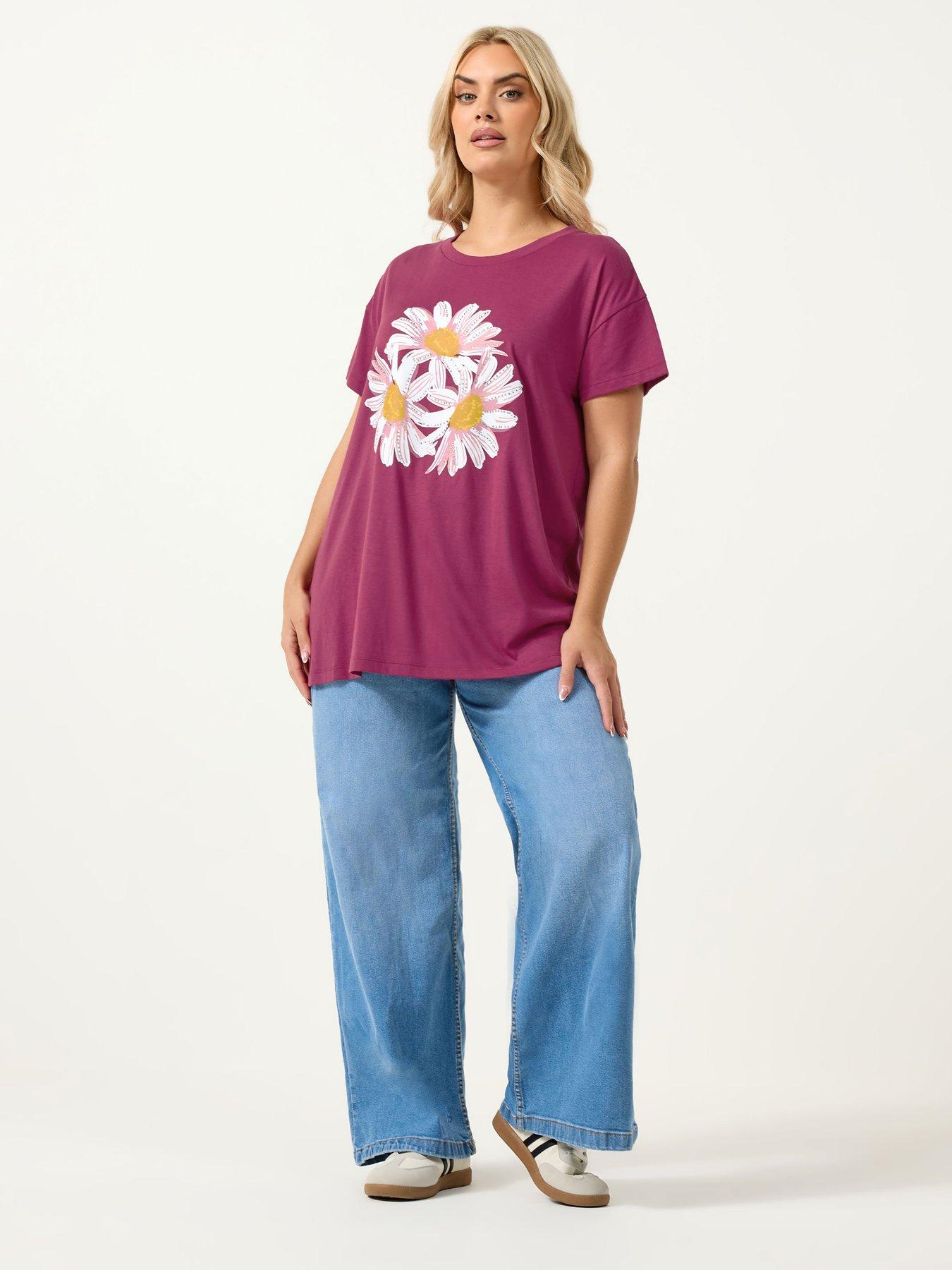 image of yours-curve-placement-core-t-shirt-pink