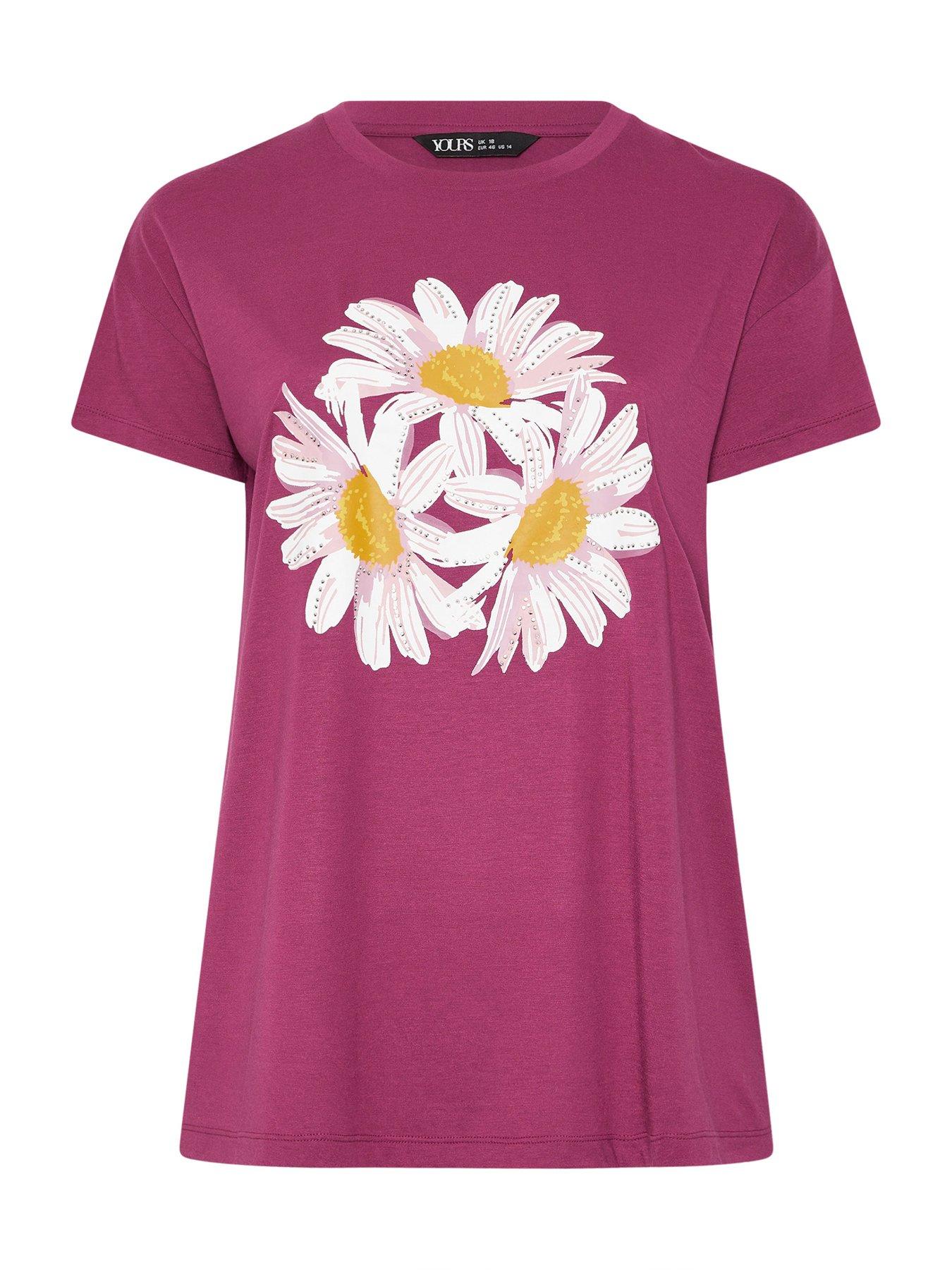  image of yours-curve-placement-core-t-shirt-pink