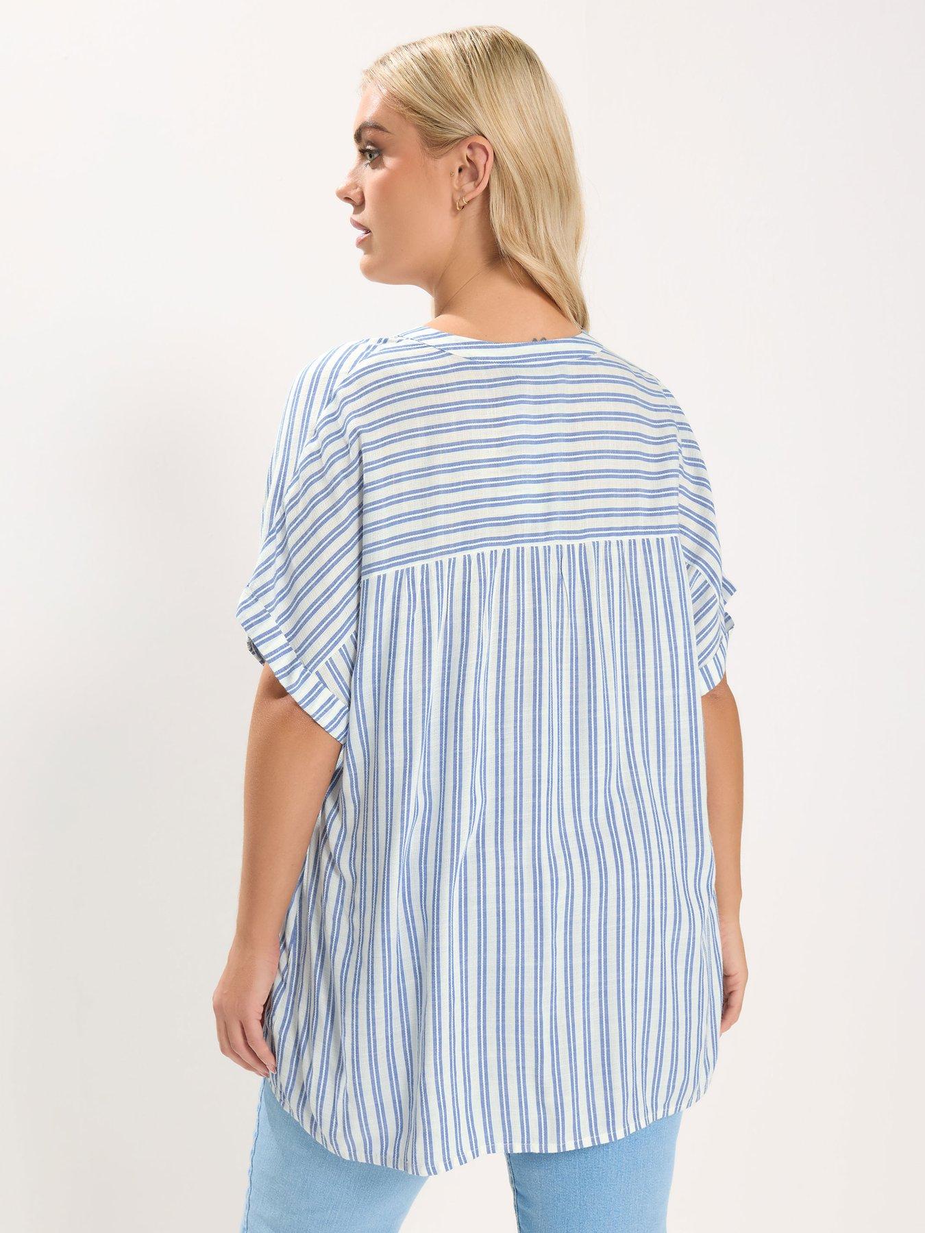  image of yours-curve-stripe-notch-neck-blouse-white