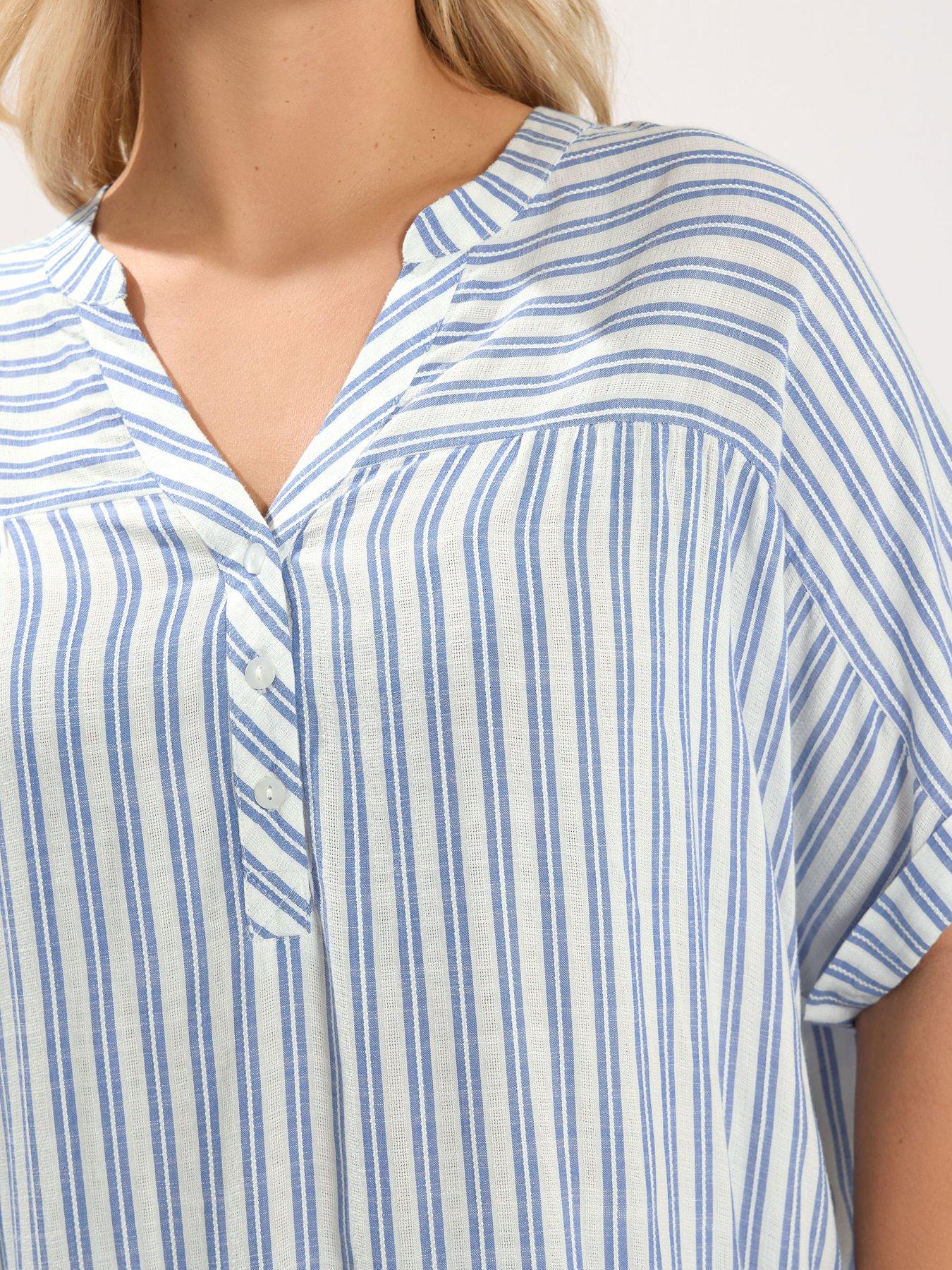  image of yours-curve-stripe-notch-neck-blouse-white
