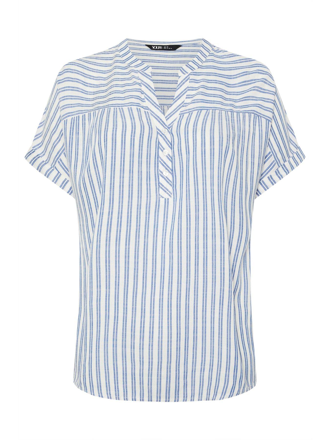  image of yours-curve-stripe-notch-neck-blouse-white