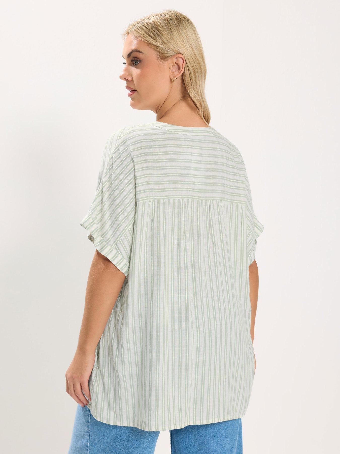  image of yours-curve-stripe-notch-neck-blouse-white