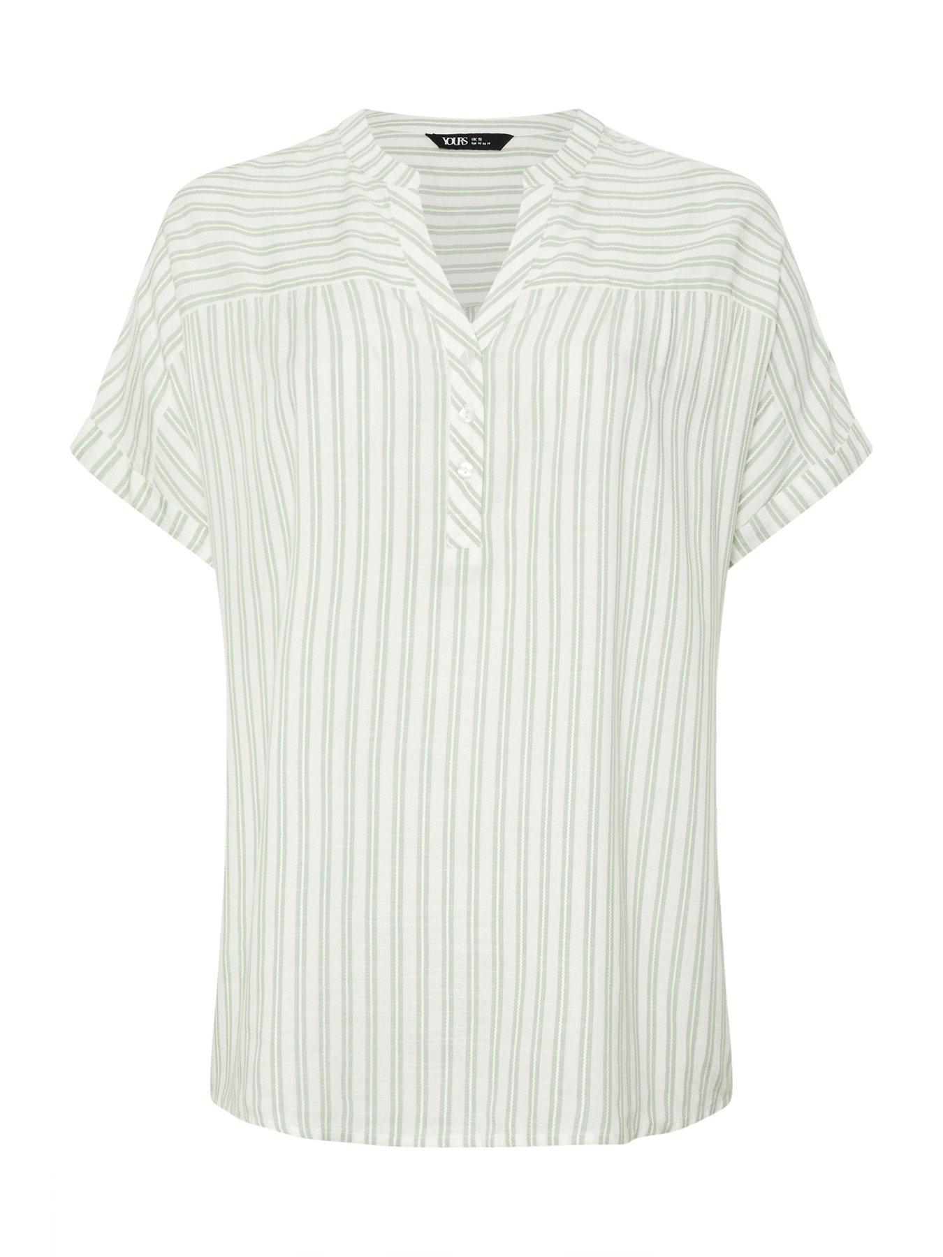  image of yours-curve-stripe-notch-neck-blouse-white