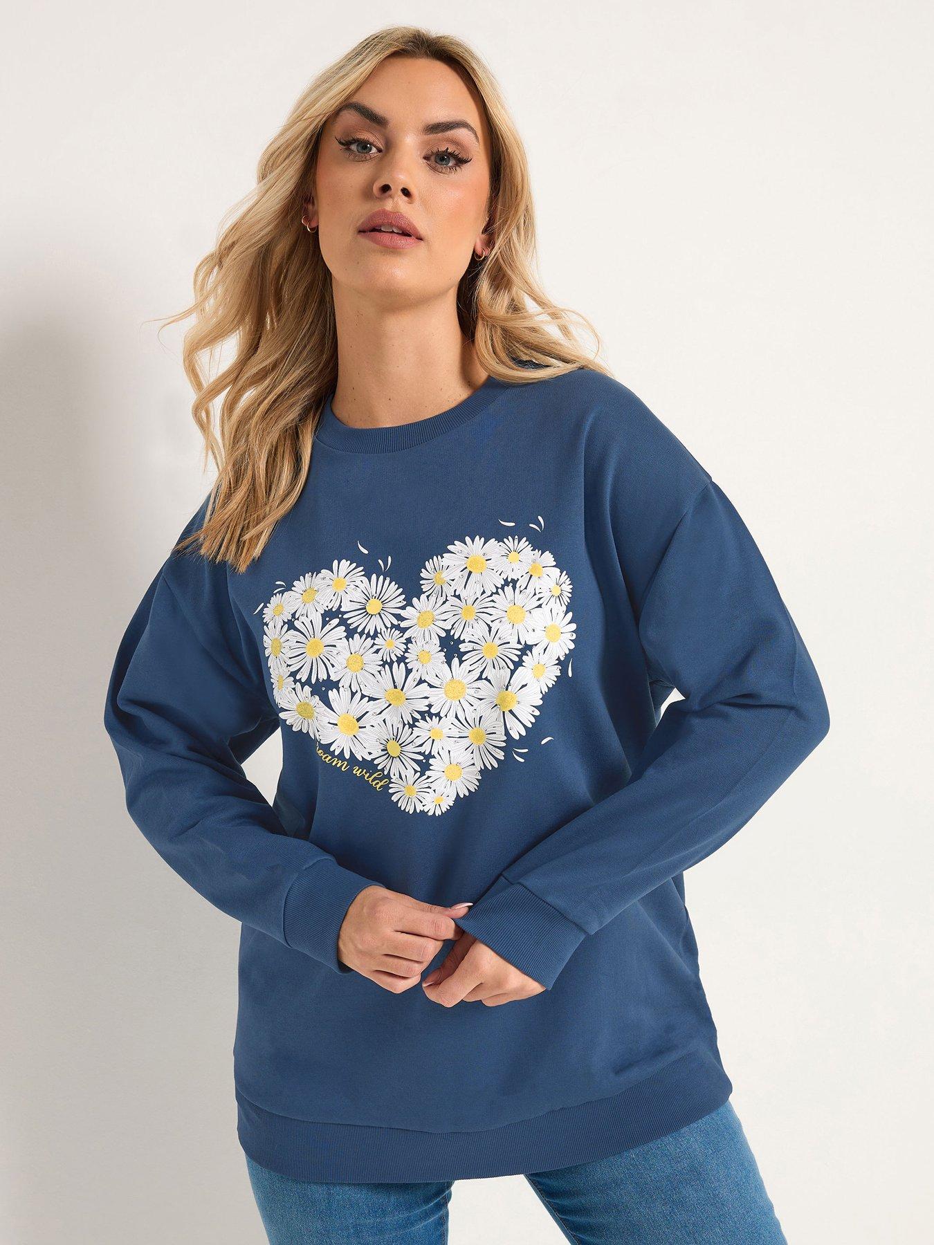 Yours Curve Daisy Sweatshirt - Blue