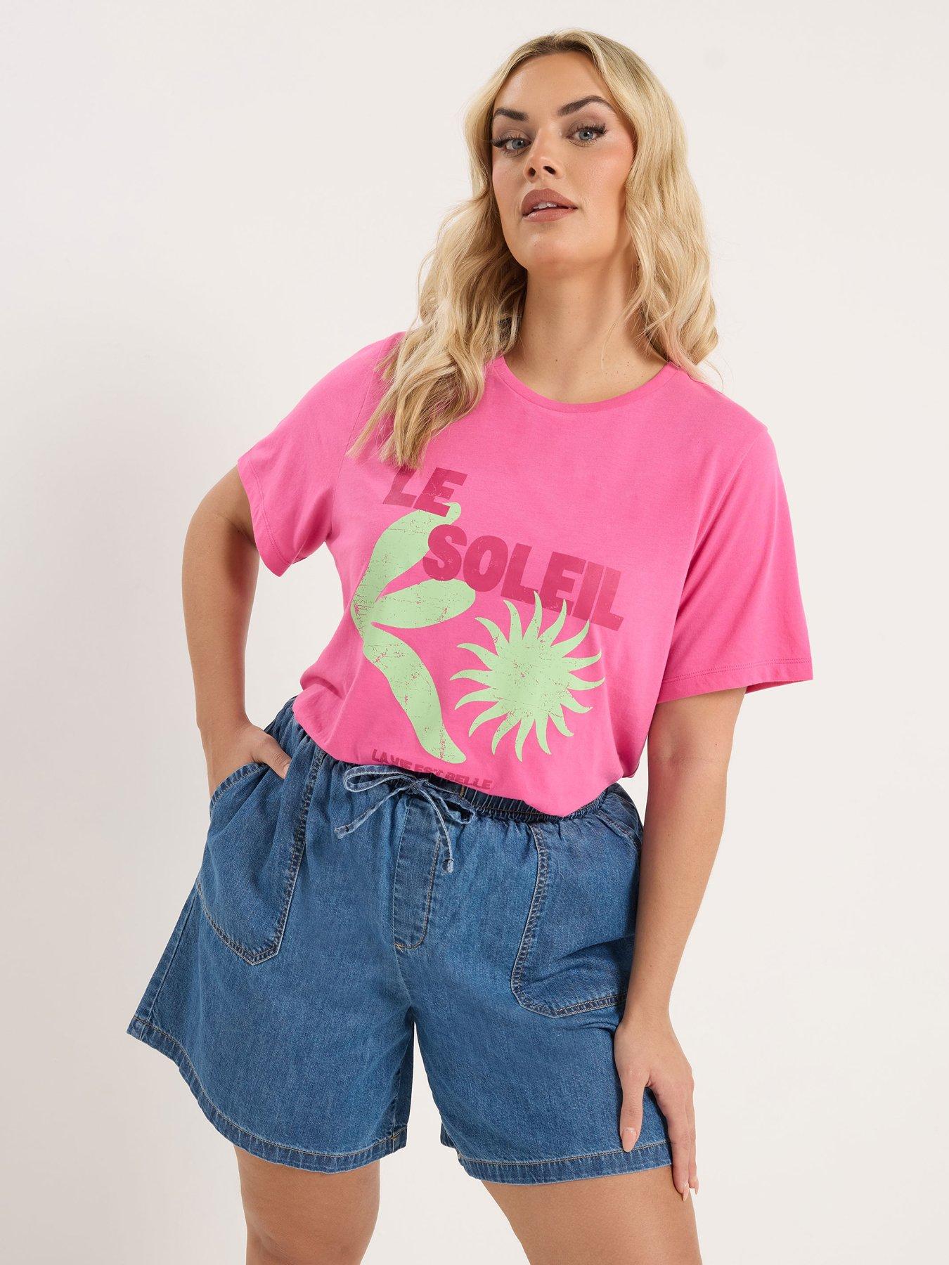 Yours Curve Tie Waist Denim Shorts - Blue