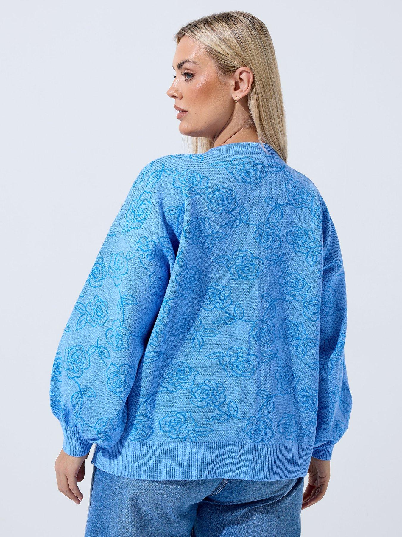 Image 2 of 5 of Yours Curve Rose Cardigan - Blue
