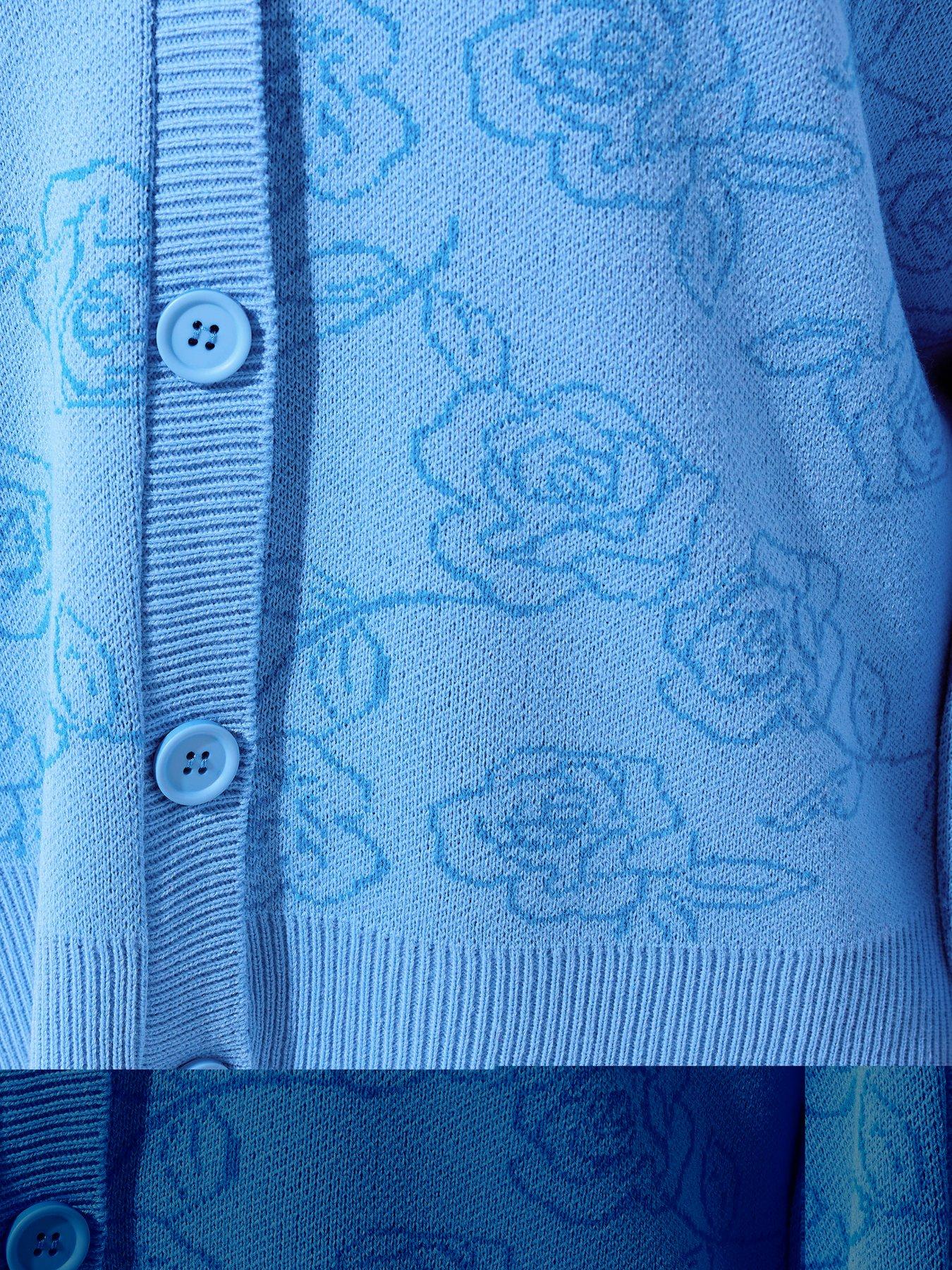 Image 4 of 5 of Yours Curve Rose Cardigan - Blue