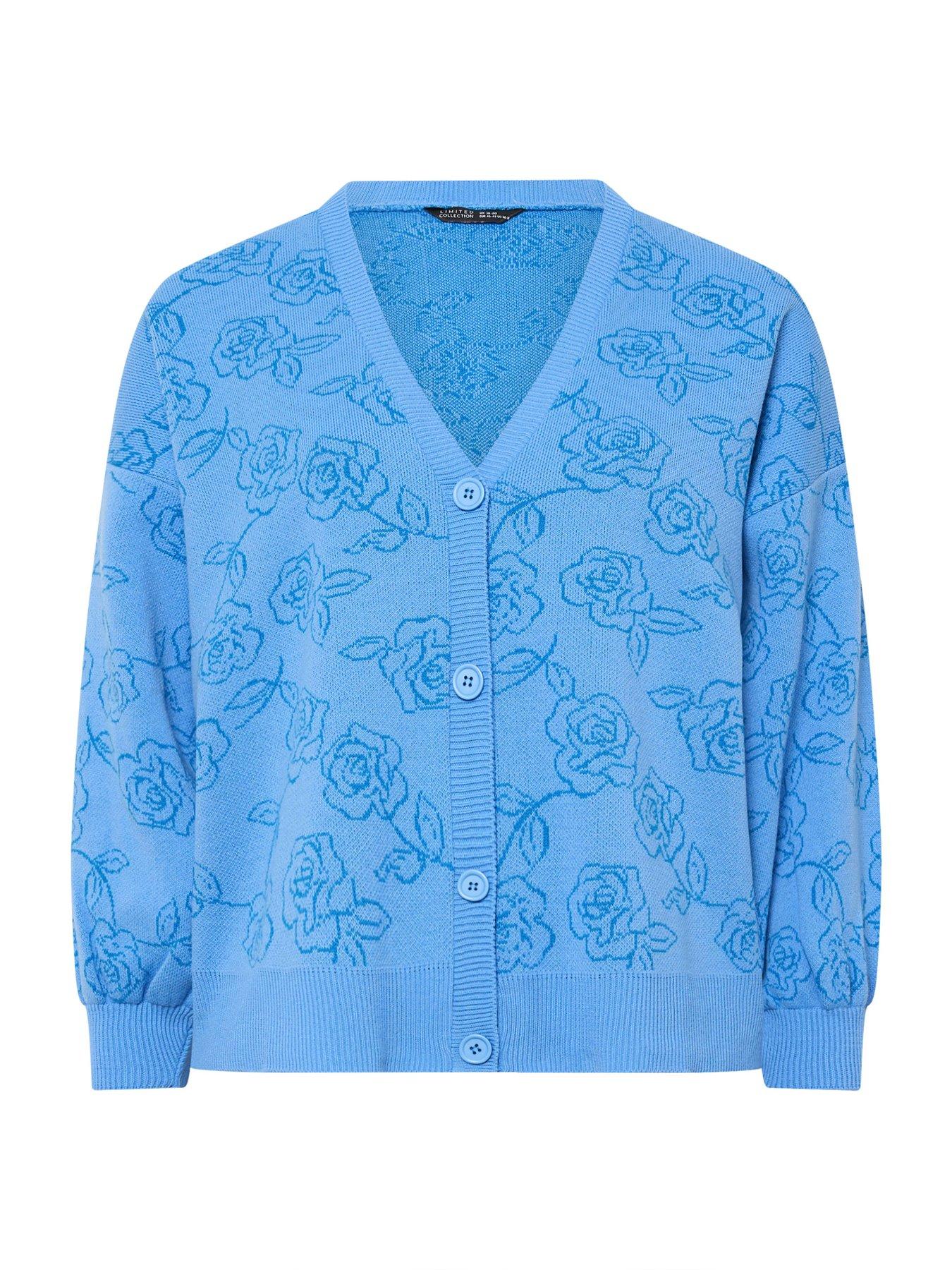 Image 5 of 5 of Yours Curve Rose Cardigan - Blue