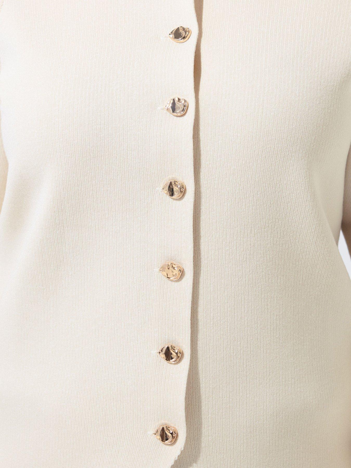  image of yours-curve-long-sleeve-button-knit-top-cream