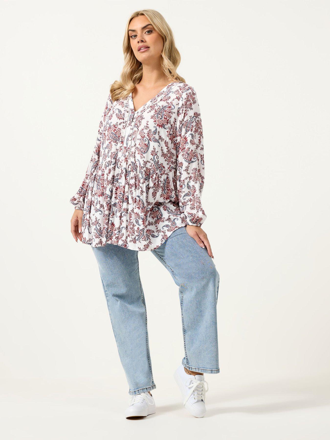 Image 3 of 5 of Yours Curve Ruffle Placket Gypsy Blouse - Pink