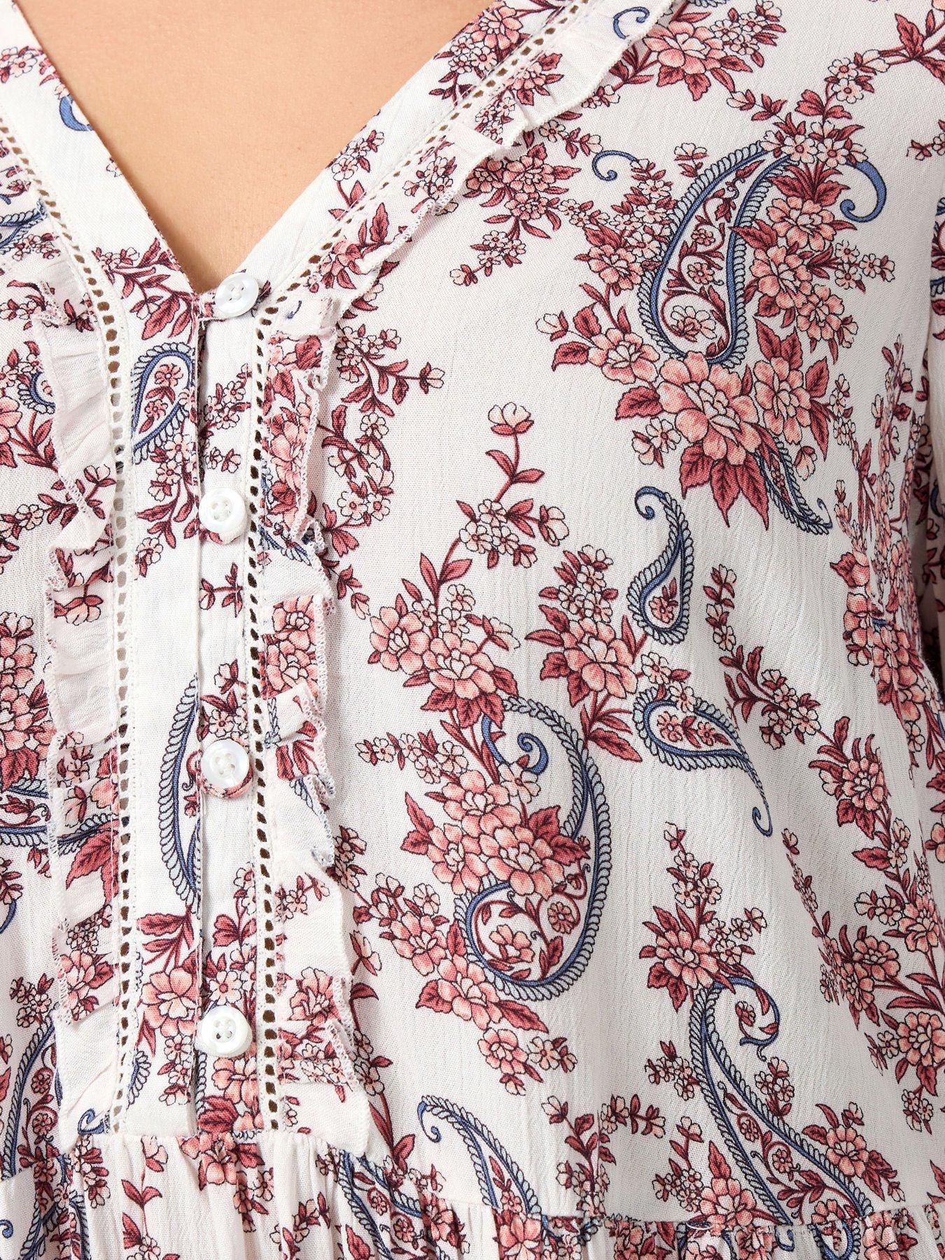 Image 4 of 5 of Yours Curve Ruffle Placket Gypsy Blouse - Pink