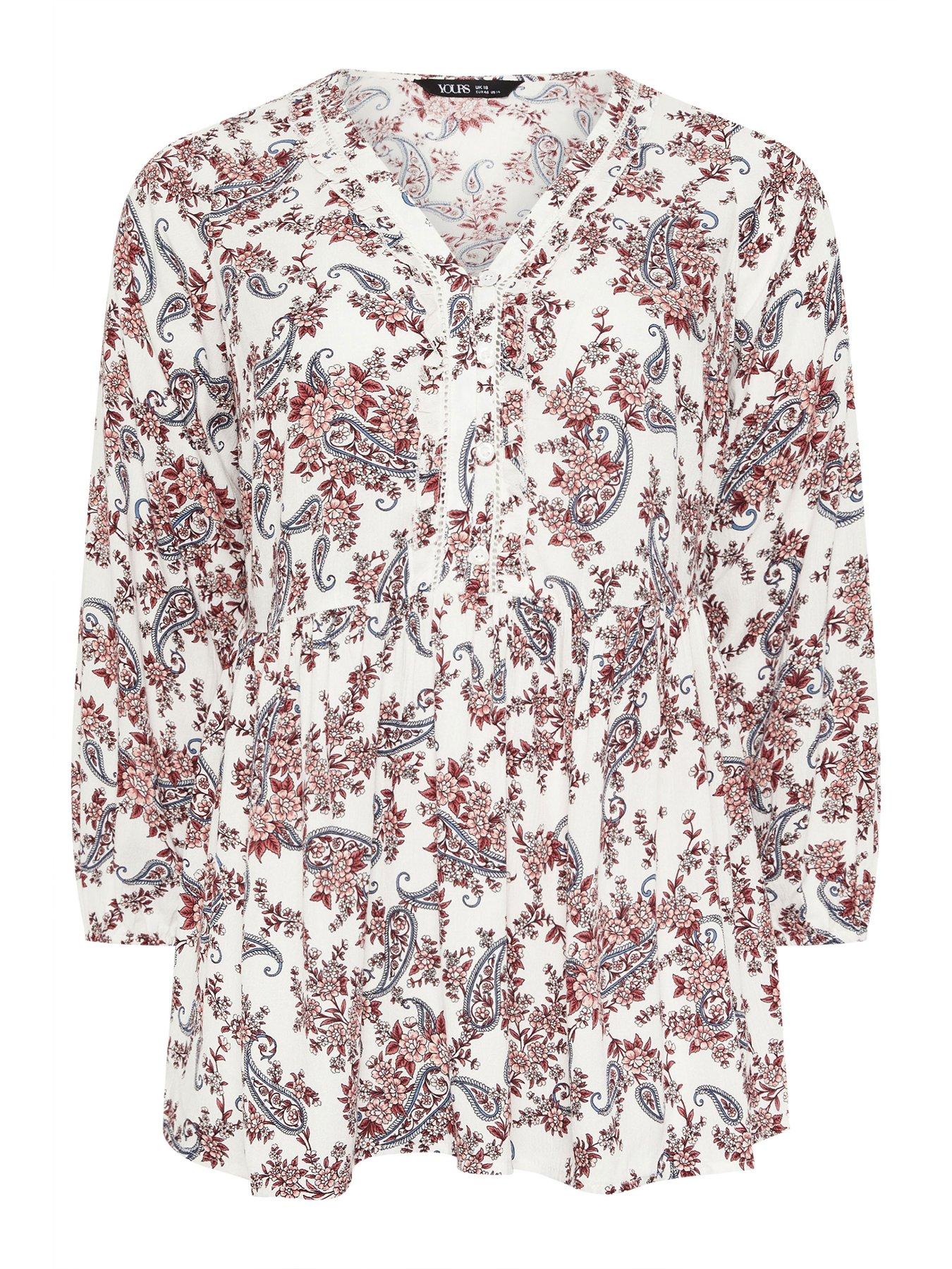 Image 5 of 5 of Yours Curve Ruffle Placket Gypsy Blouse - Pink