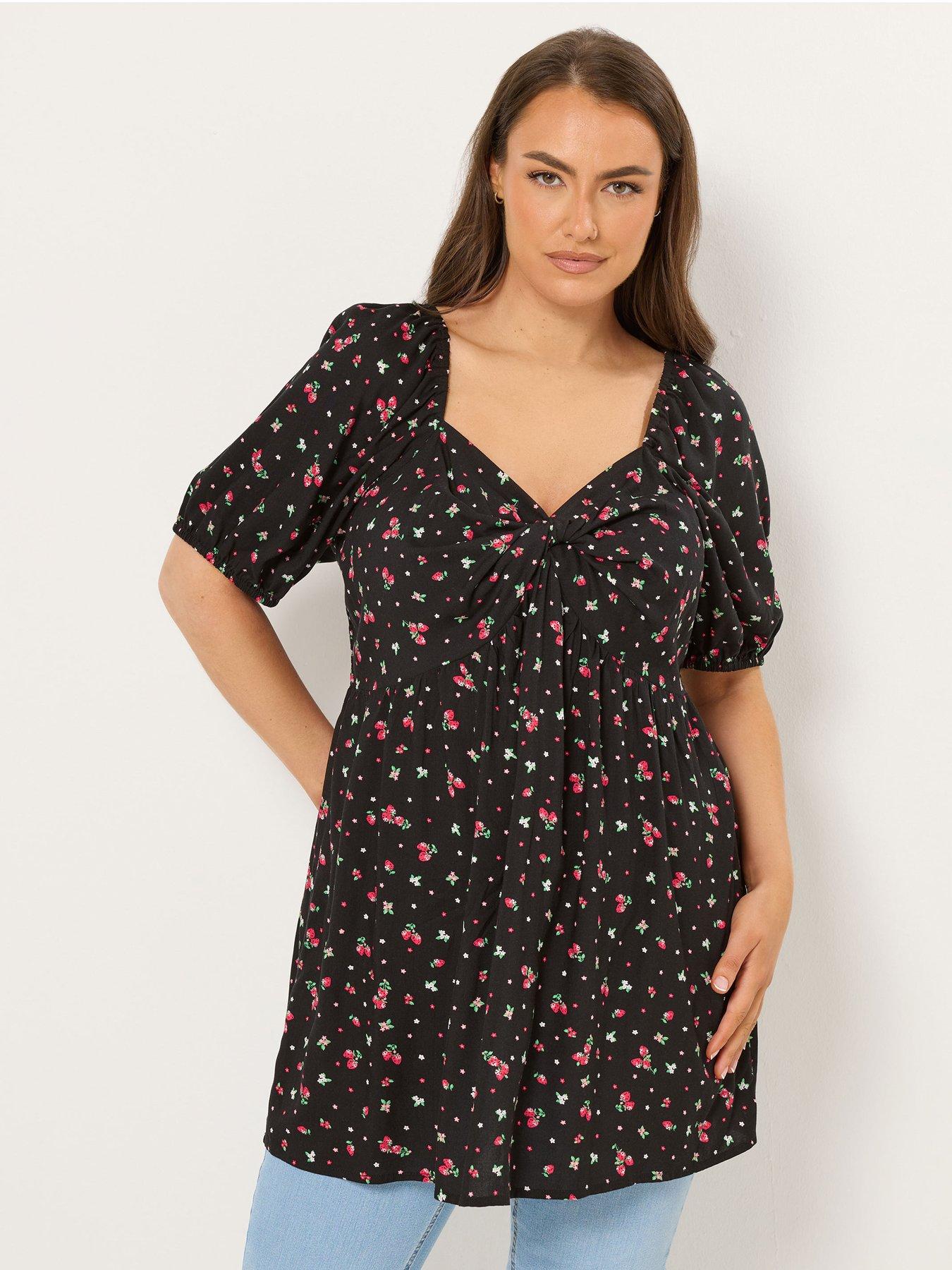 front image of yours-curve-twist-front-blouse-black