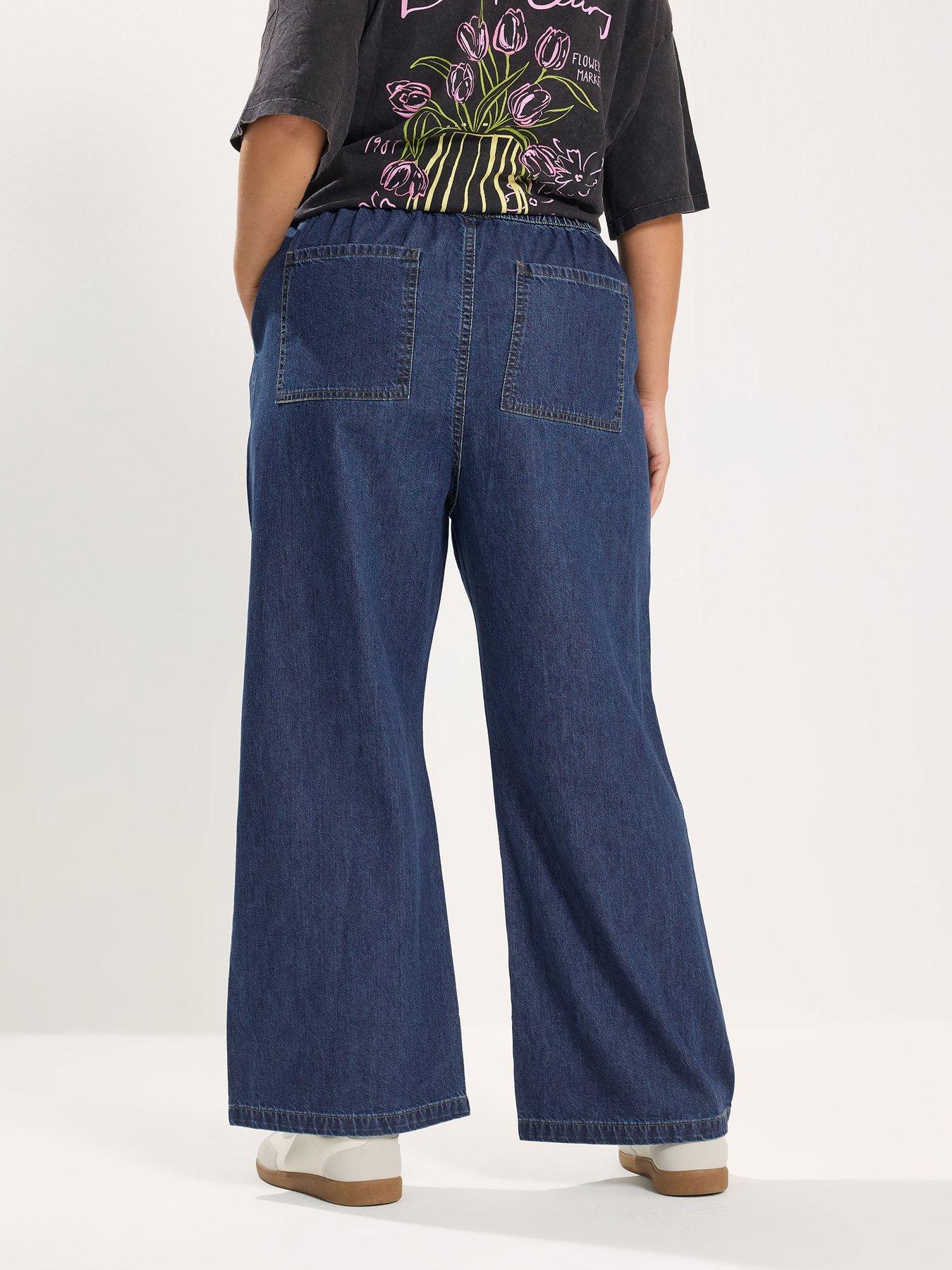  image of yours-curve-wide-leg-jeans-blue