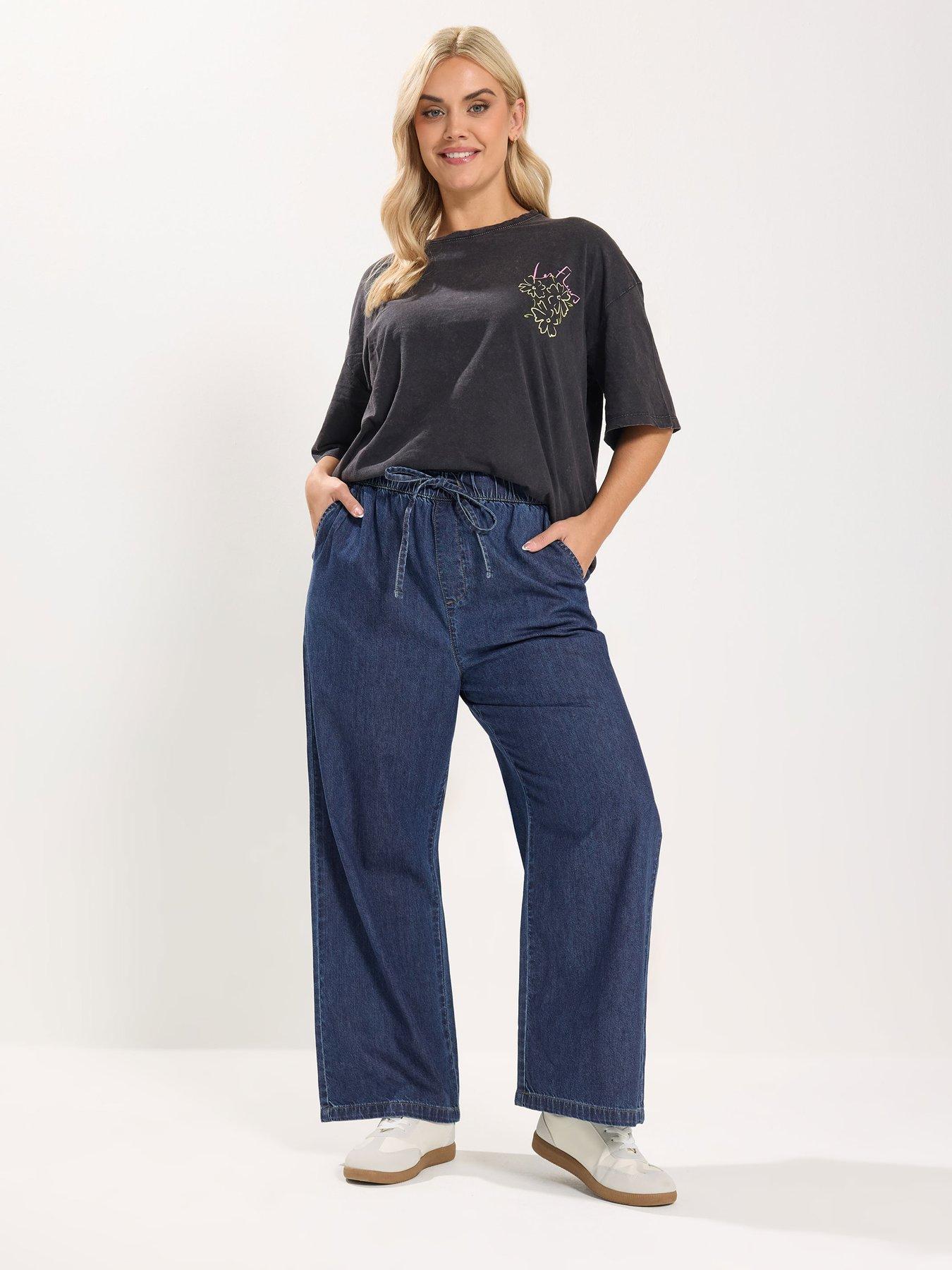  image of yours-curve-wide-leg-jeans-blue