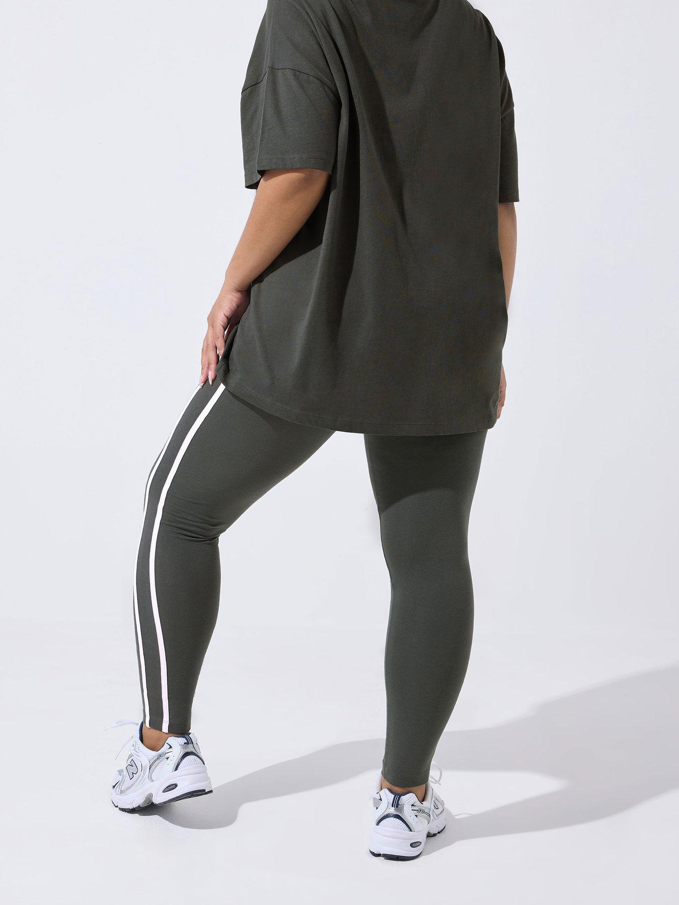  image of yours-curve-active-side-stripe-leggings-grey