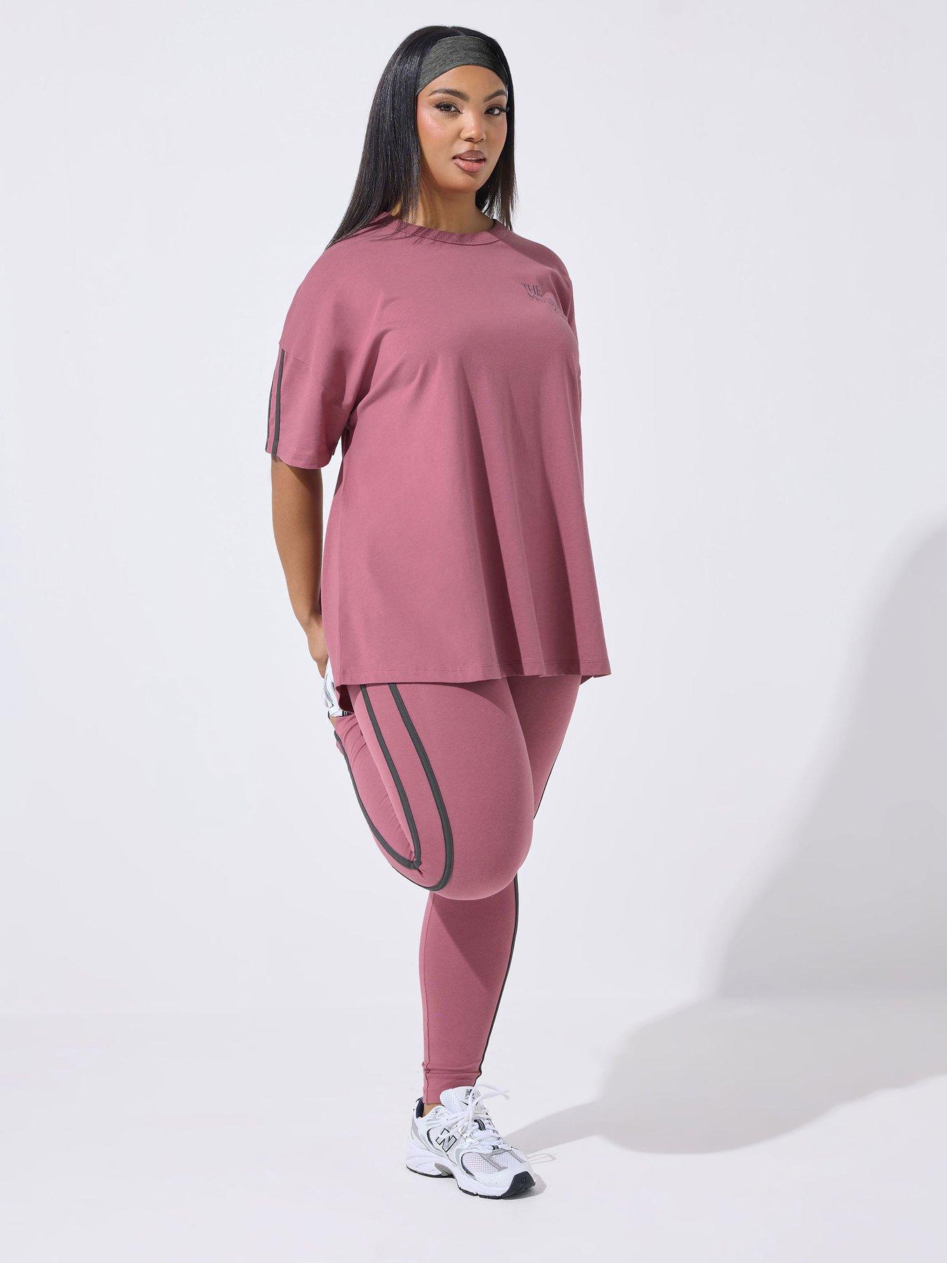  image of yours-curve-active-side-stripe-leggings-pink