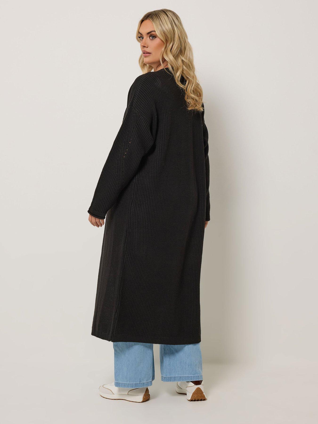 stillFront image of yours-curve-maxi-cardigan-black