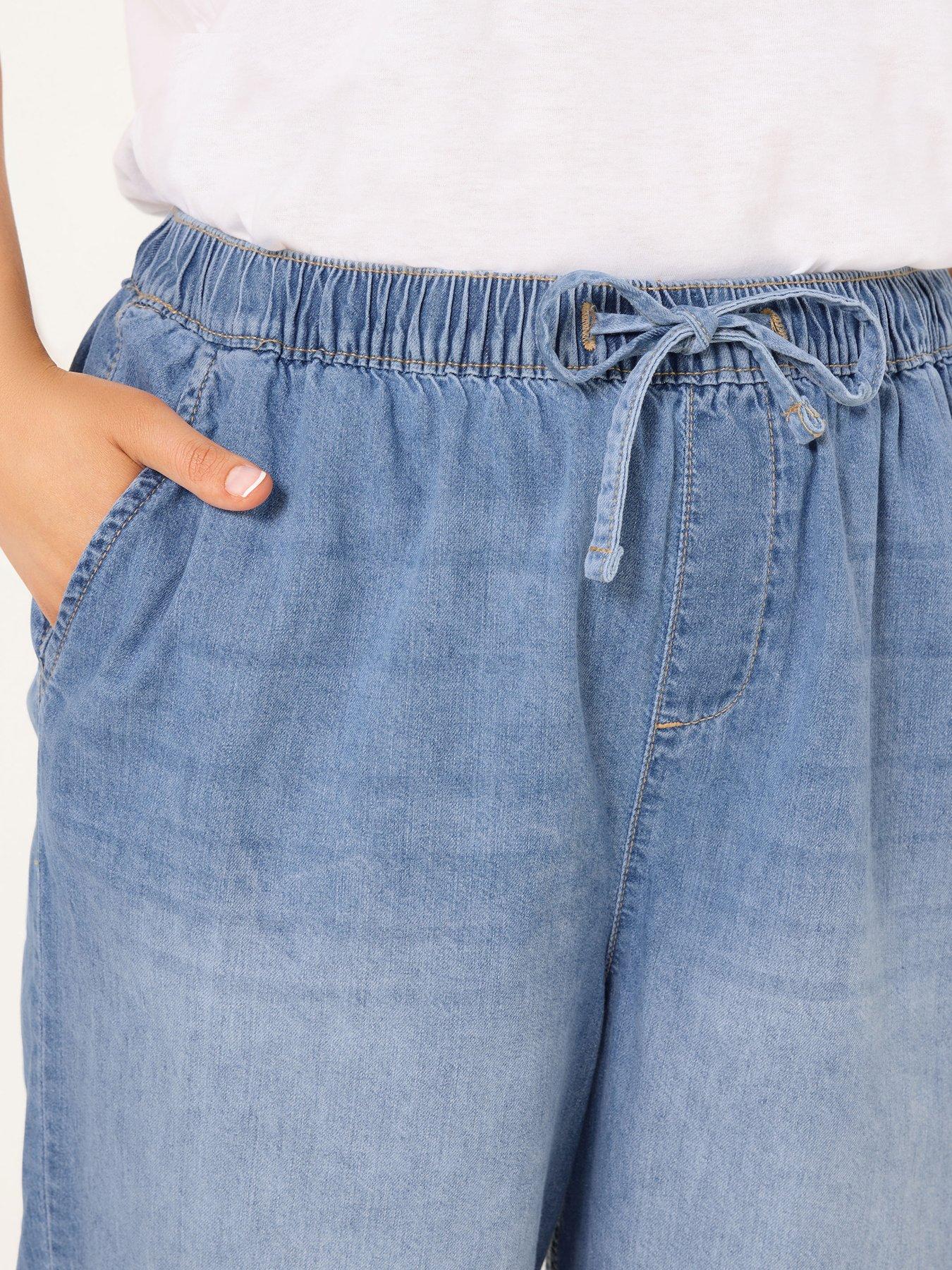 Image 4 of 5 of Yours Curve Pull On Denim Jort - Blue