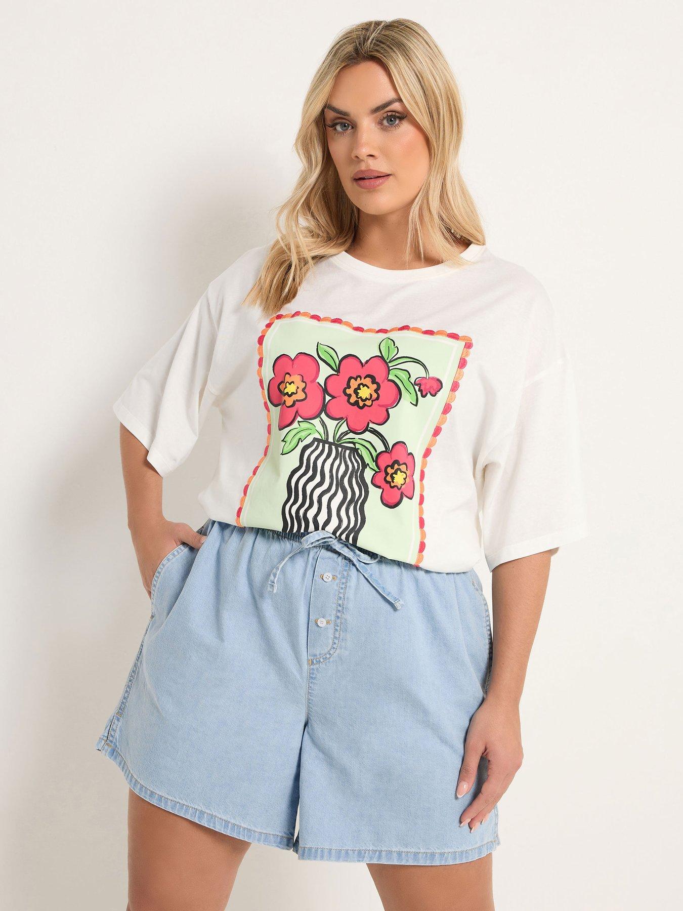 Yours Curve Boxer Style Denim Short