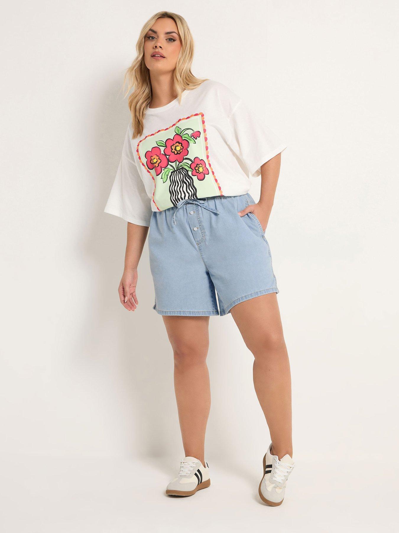  image of yours-curve-boxer-style-denim-short-blue