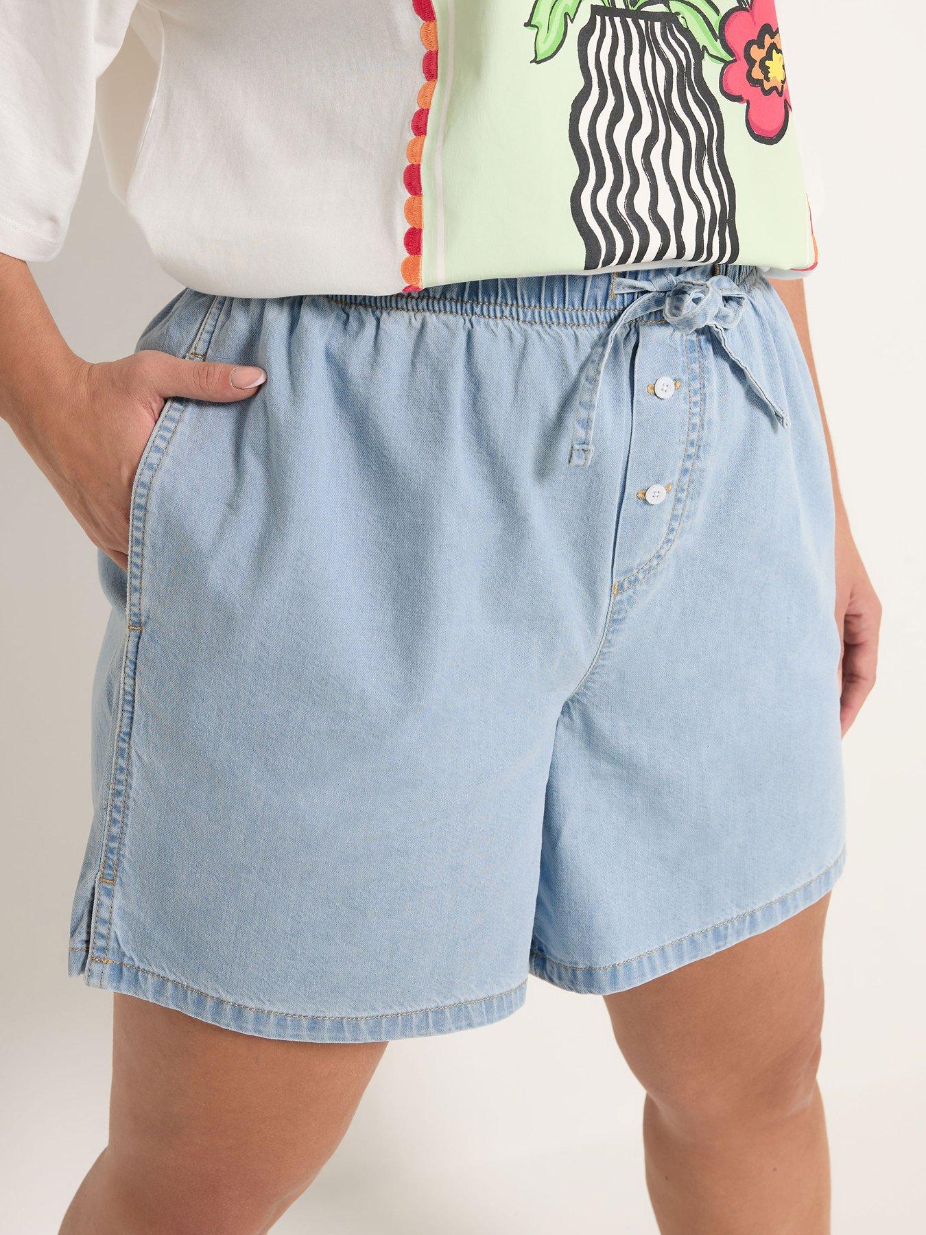  image of yours-curve-boxer-style-denim-short-blue