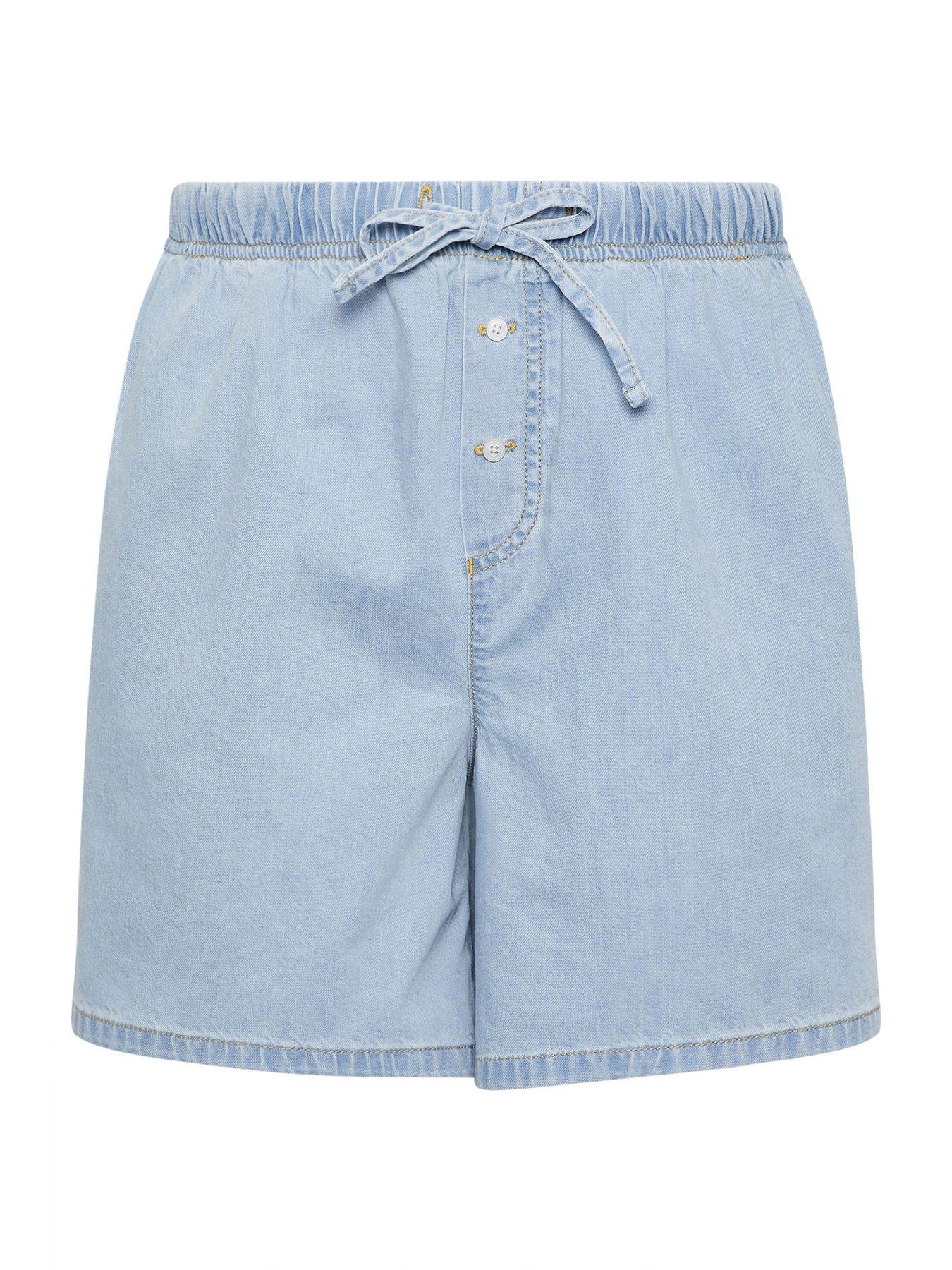 Image 5 of 5 of Yours Curve Boxer Style Denim Short - Blue