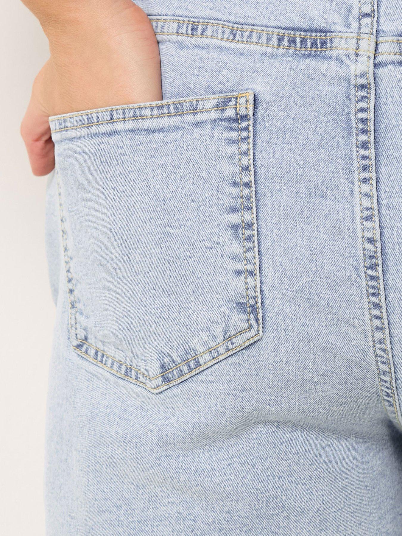 Image 4 of 5 of Yours Curve Tie Dye Hem Denim Short - Blue