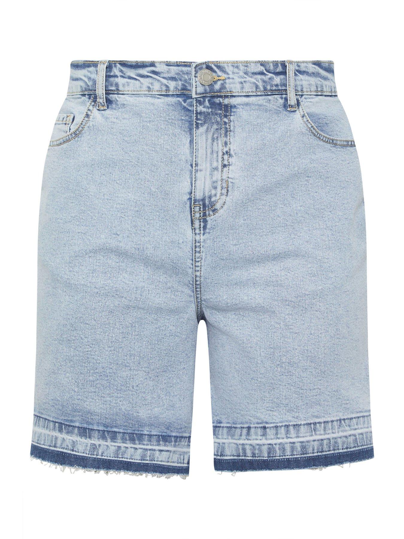 Image 5 of 5 of Yours Curve Tie Dye Hem Denim Short - Blue