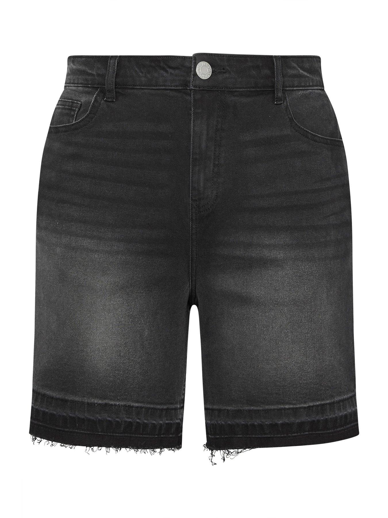 Image 5 of 5 of Yours Curve Tie Dye Hem Denim Short - Black