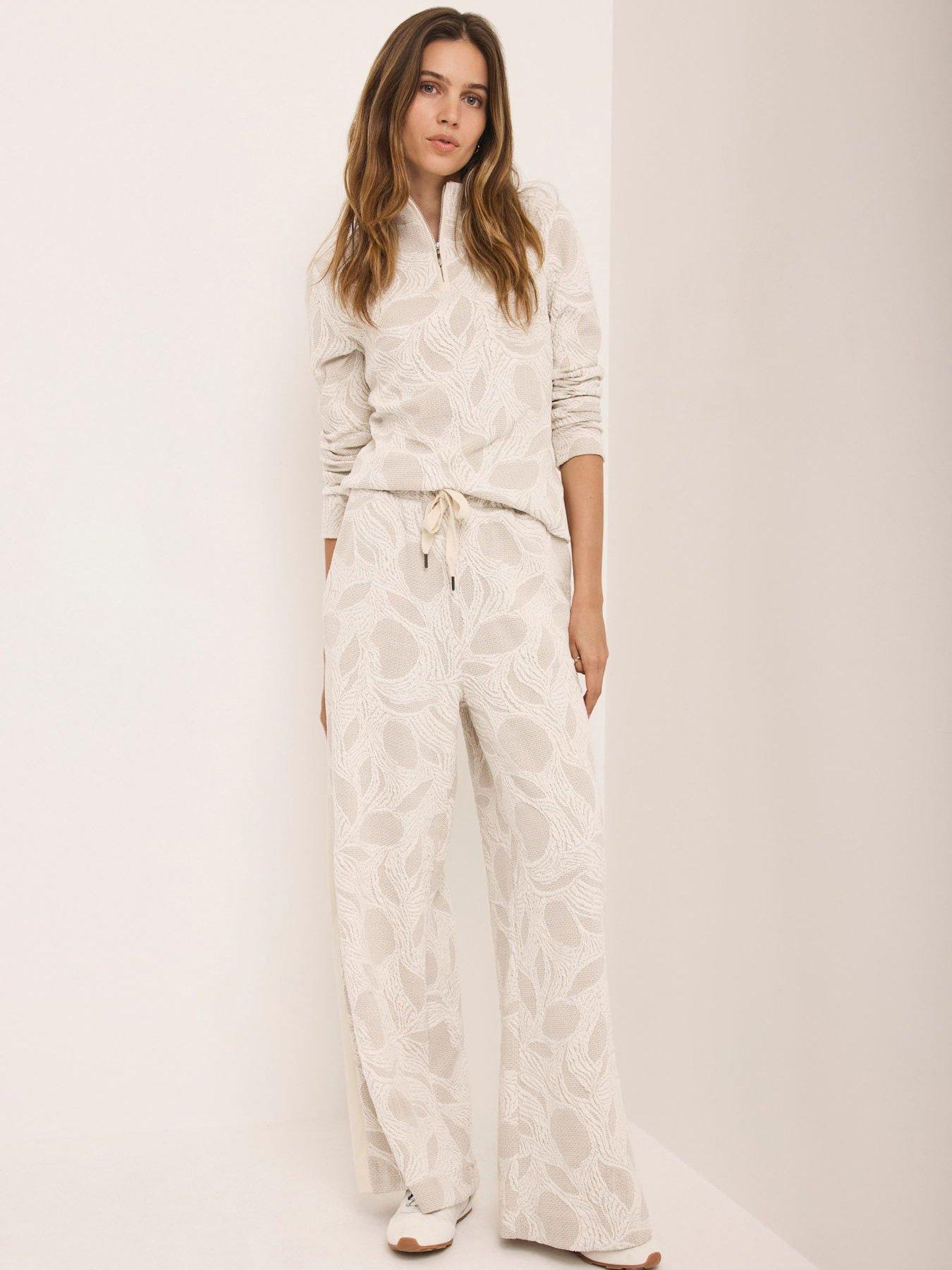Mint Velvet Neutral Jacquard Trousers - Cream