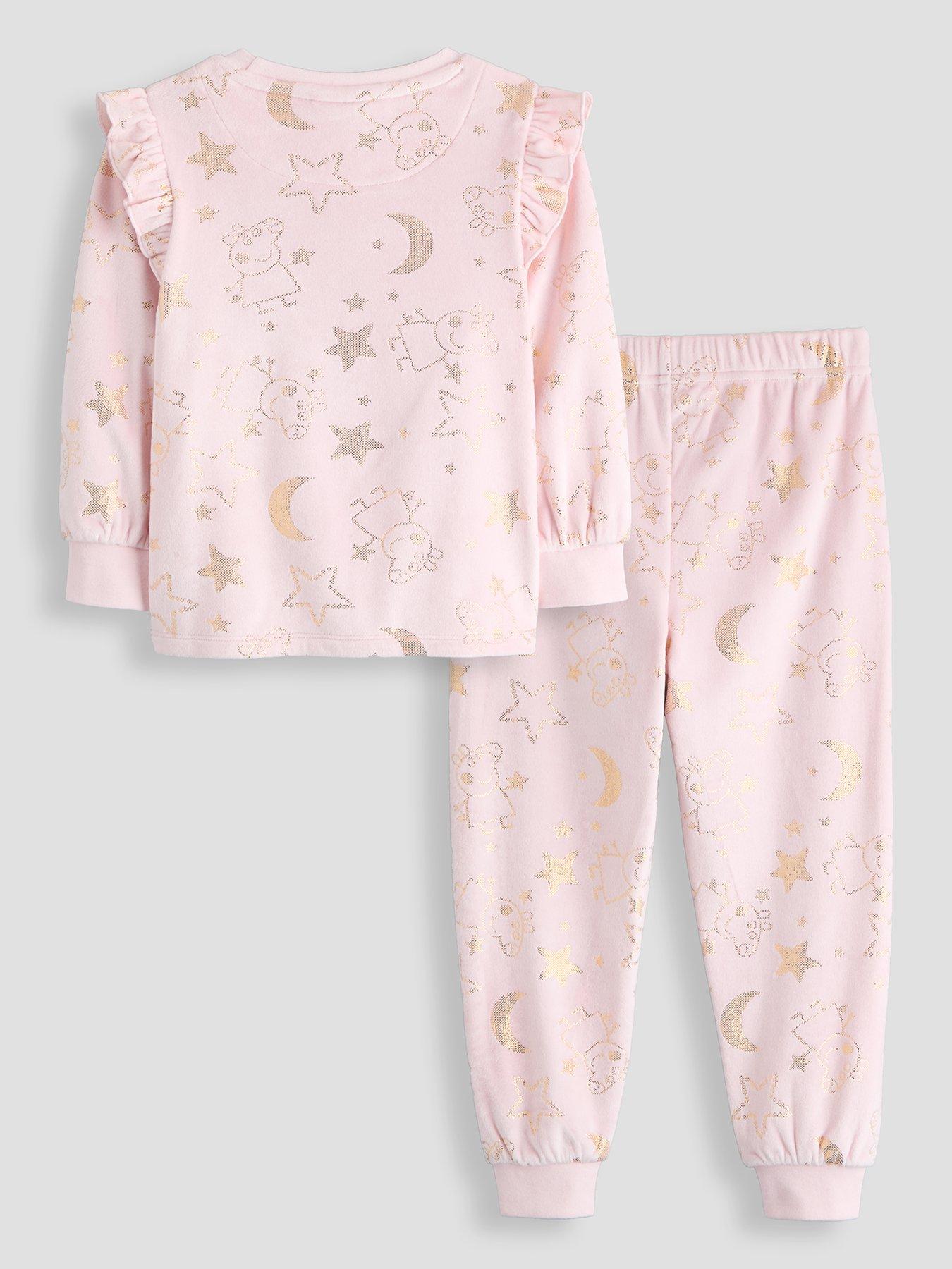 Image 2 of 6 of The Very Collection Peppa Pig Foil Frill Sleeve Fleece Pyjamas - Pink