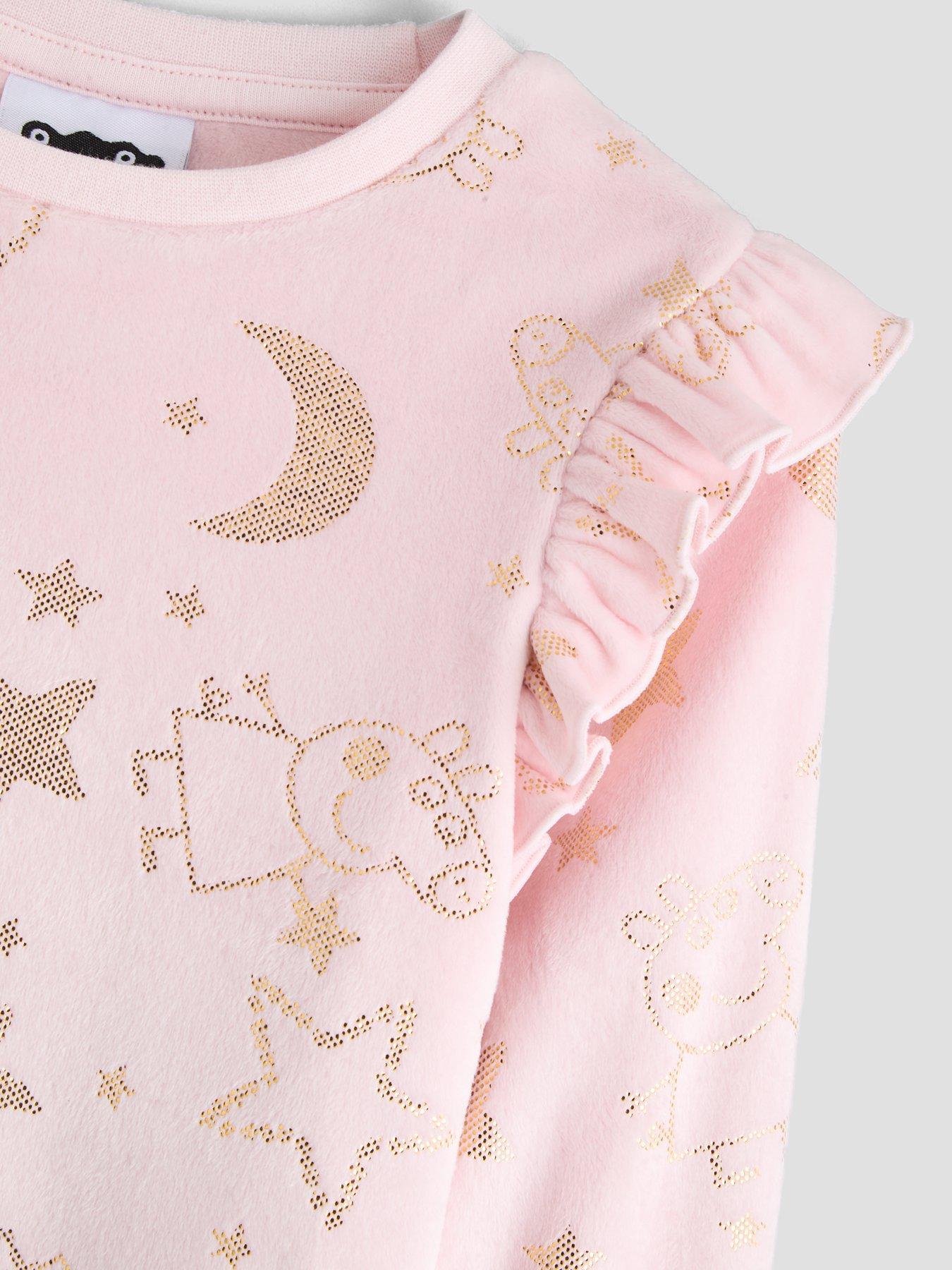 Image 3 of 6 of The Very Collection Peppa Pig Foil Frill Sleeve Fleece Pyjamas - Pink