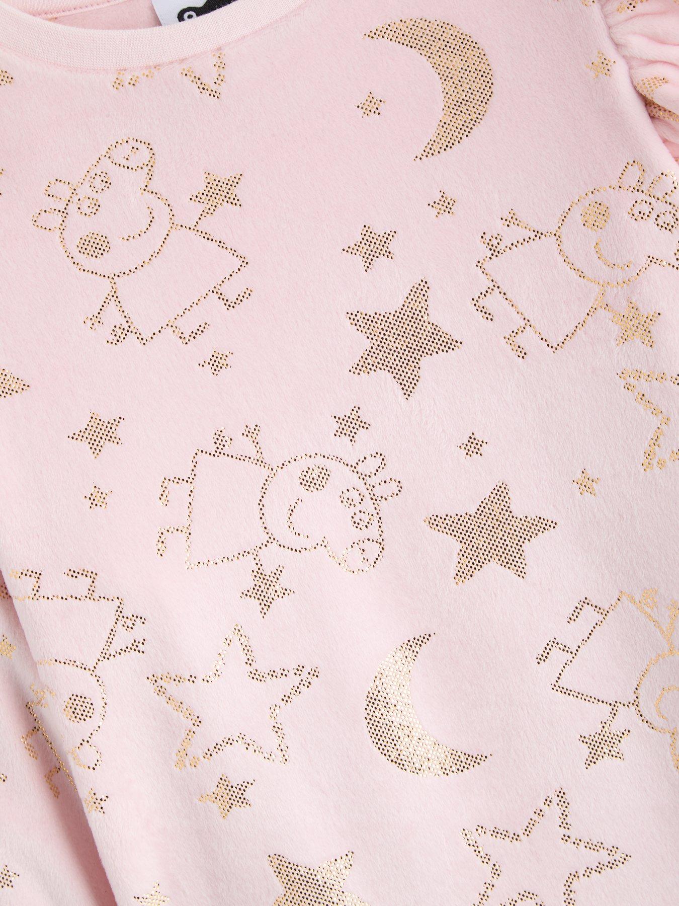 Image 4 of 6 of The Very Collection Peppa Pig Foil Frill Sleeve Fleece Pyjamas - Pink
