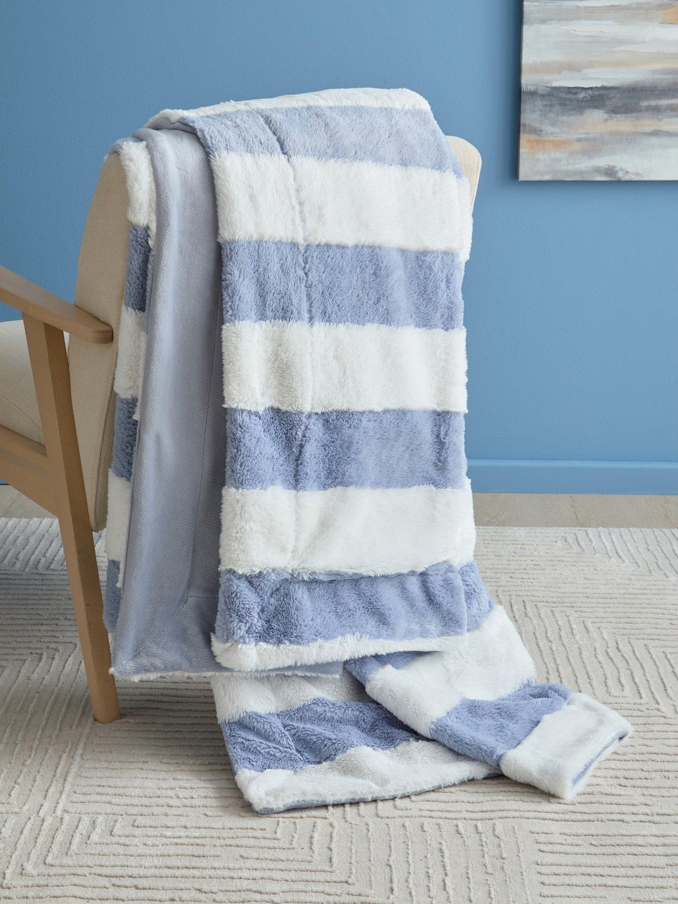 The Very Collection Stripe Faux Fur Large Throw
