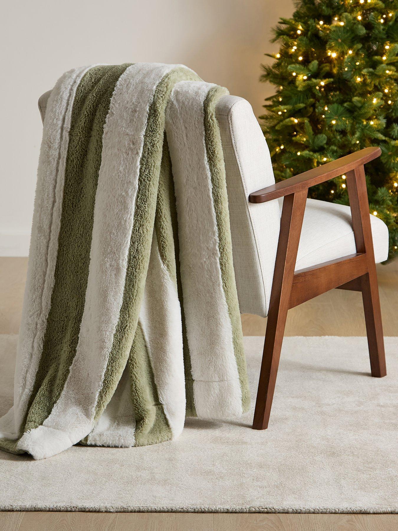 The Very Collection Stripe Faux Fur Large Throw