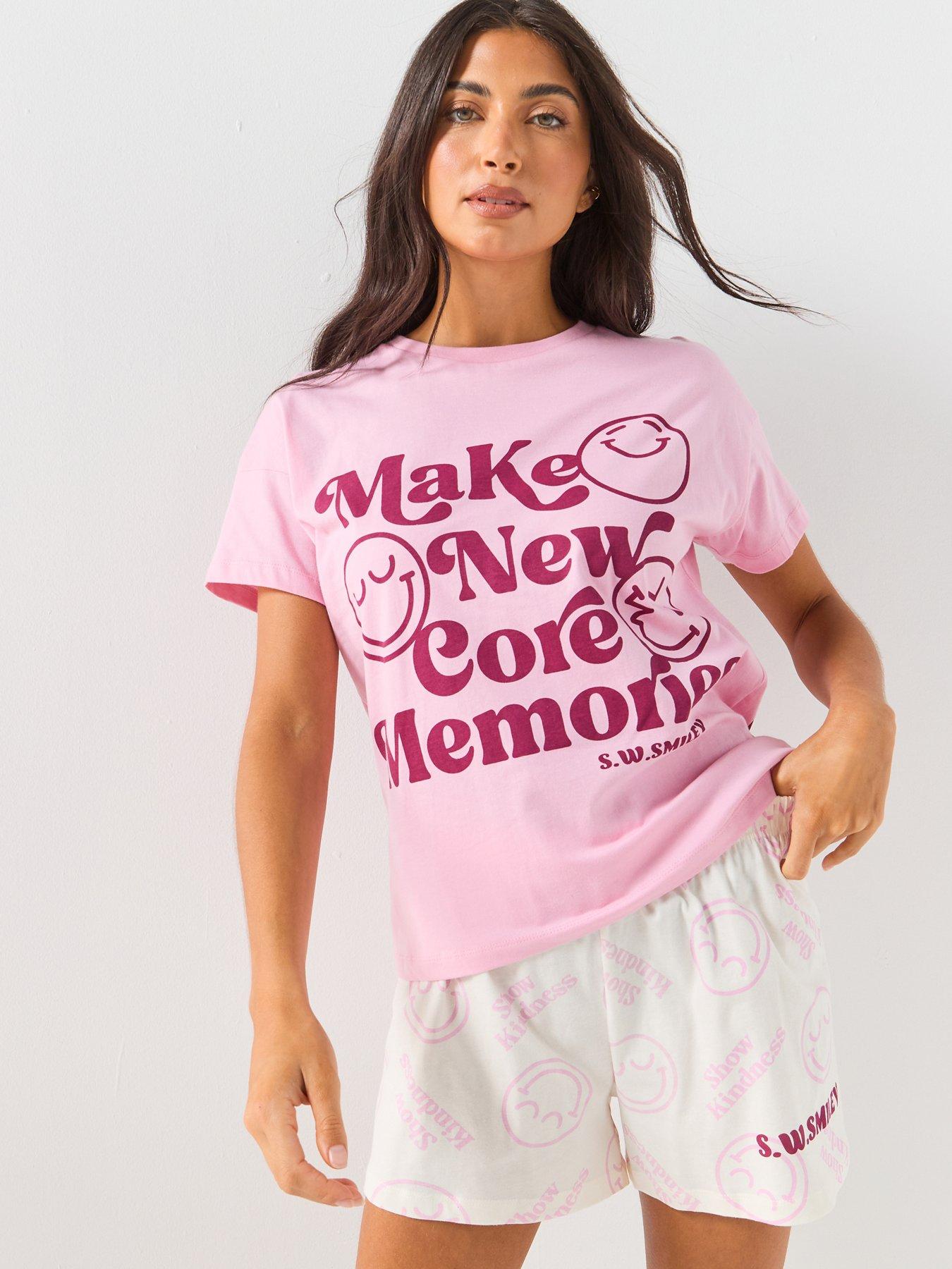 Brand Threads Ladies Smiley Short Pyjama Set
