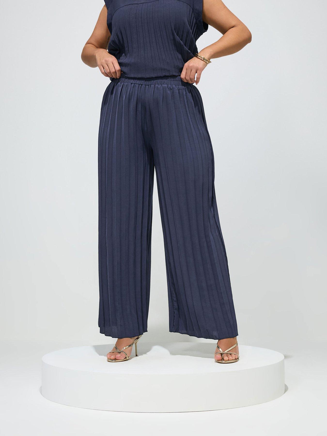 Image 1 of 4 of Yours Curve Pleated Trouser - Blue