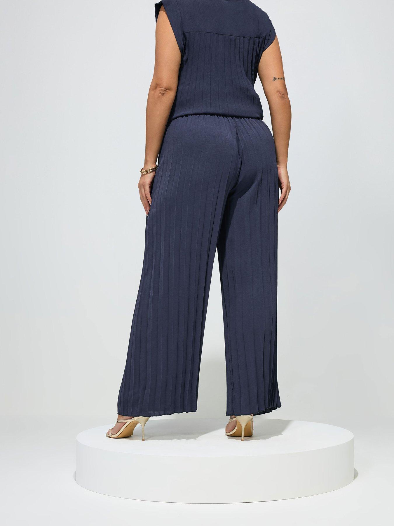 Image 2 of 4 of Yours Curve Pleated Trouser - Blue