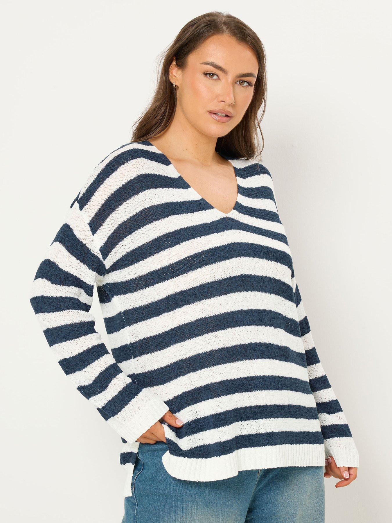 Yours Curve Tape Yarn Stripe Jumper