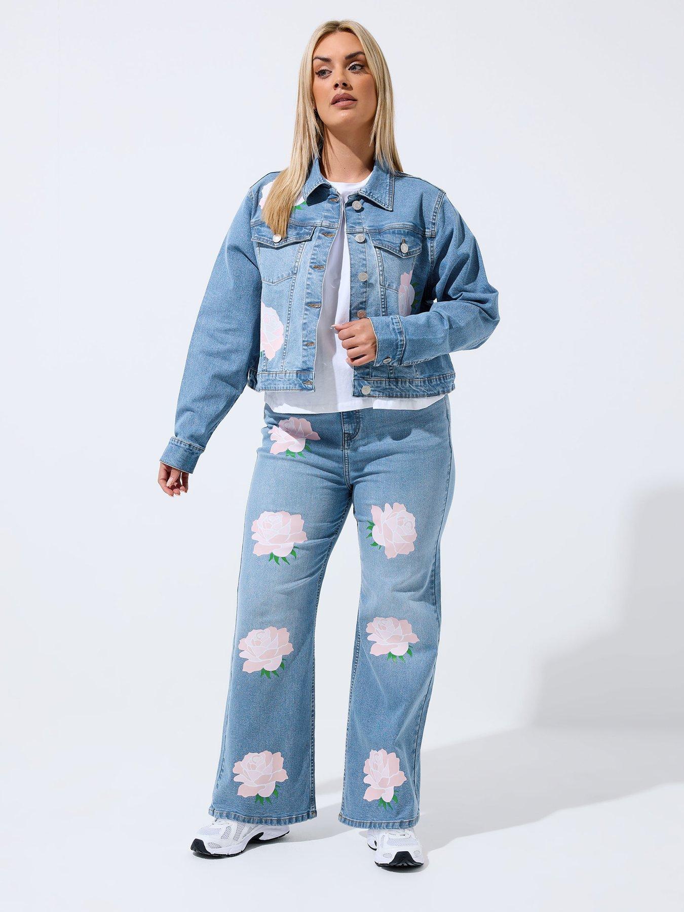 Image 4 of 6 of Yours Curve Rose Printed Jean - Blue